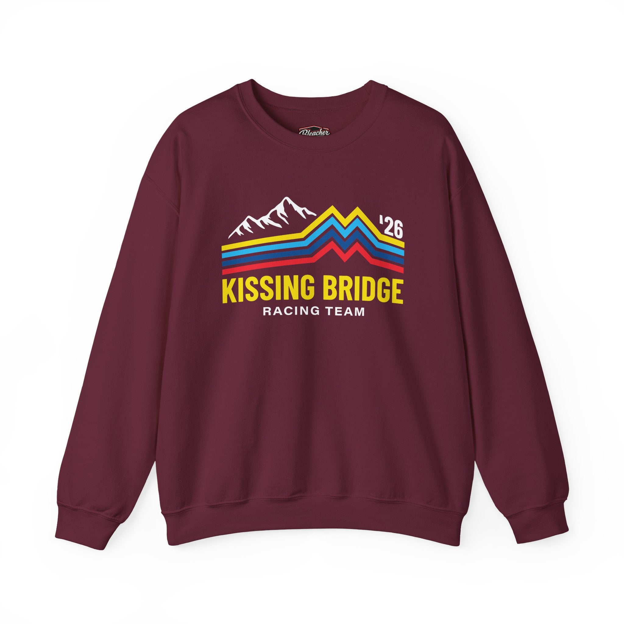 Kissing Bridge Racing Team | Retro Mountain Stripe '26 — Adult Sweatshirt