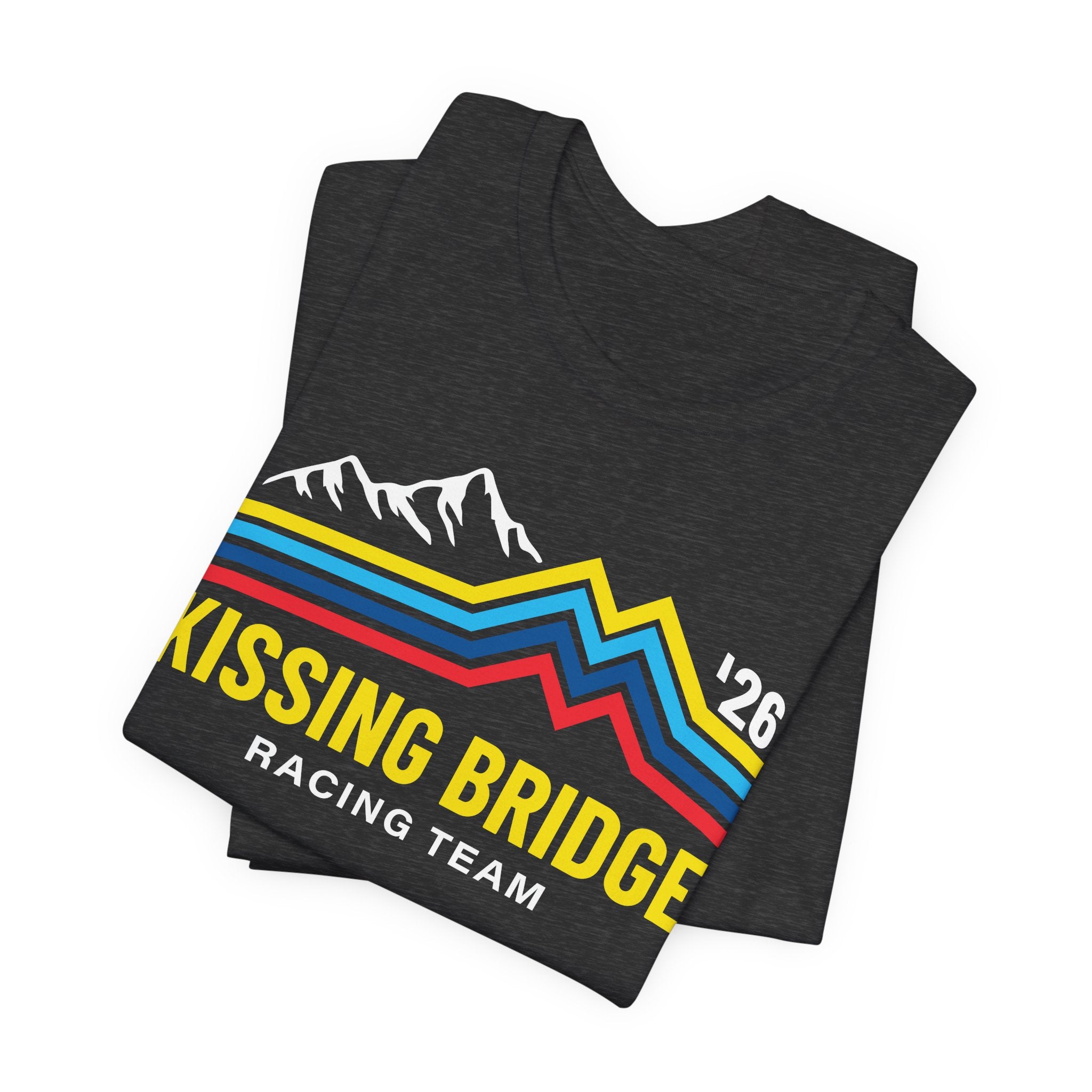 Kissing Bridge Racing Team Retro Mountain Stripes '26 – Adult Tee