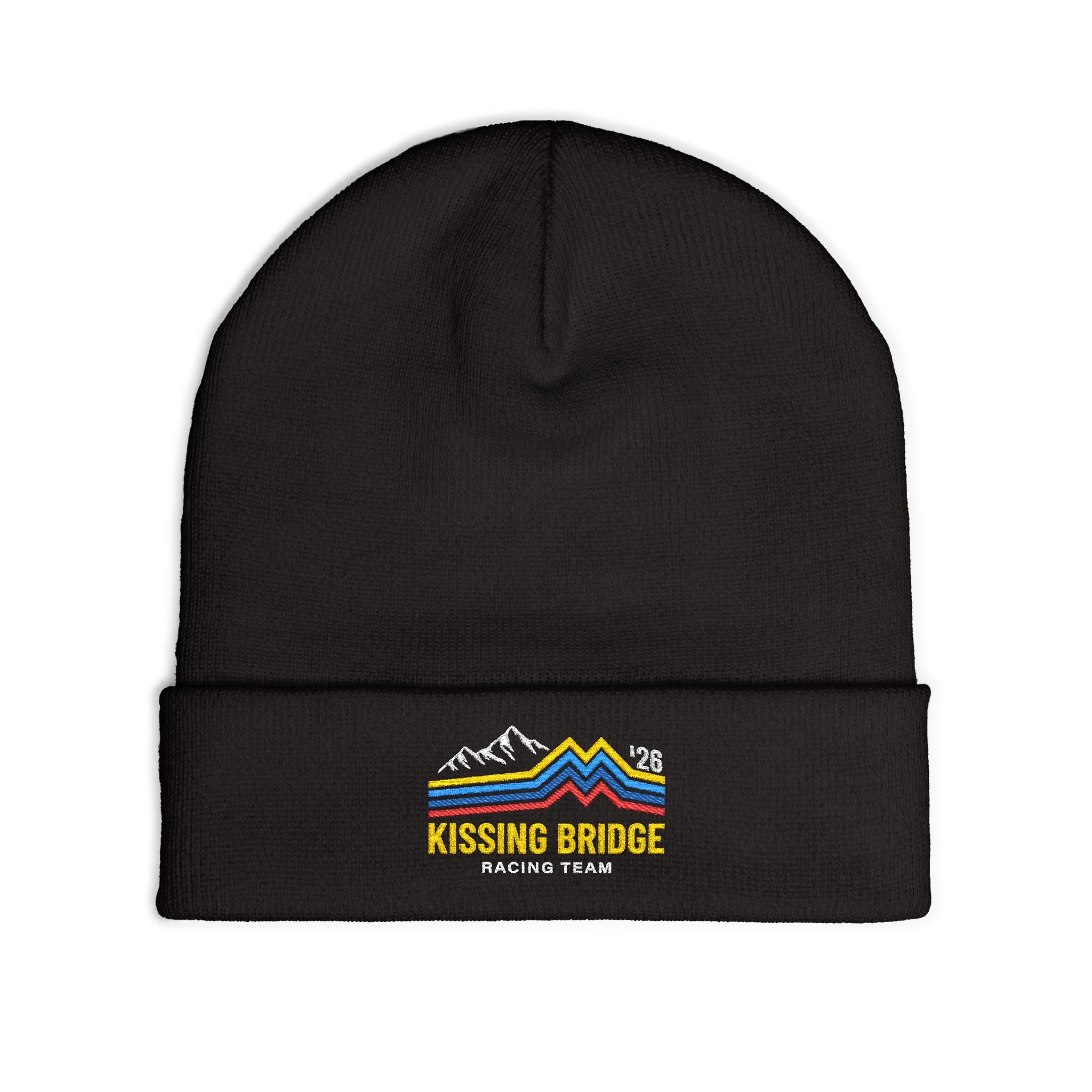 Kissing Bridge Racing Team | Retro Mountain Stripe '26 — Knit Beanie
