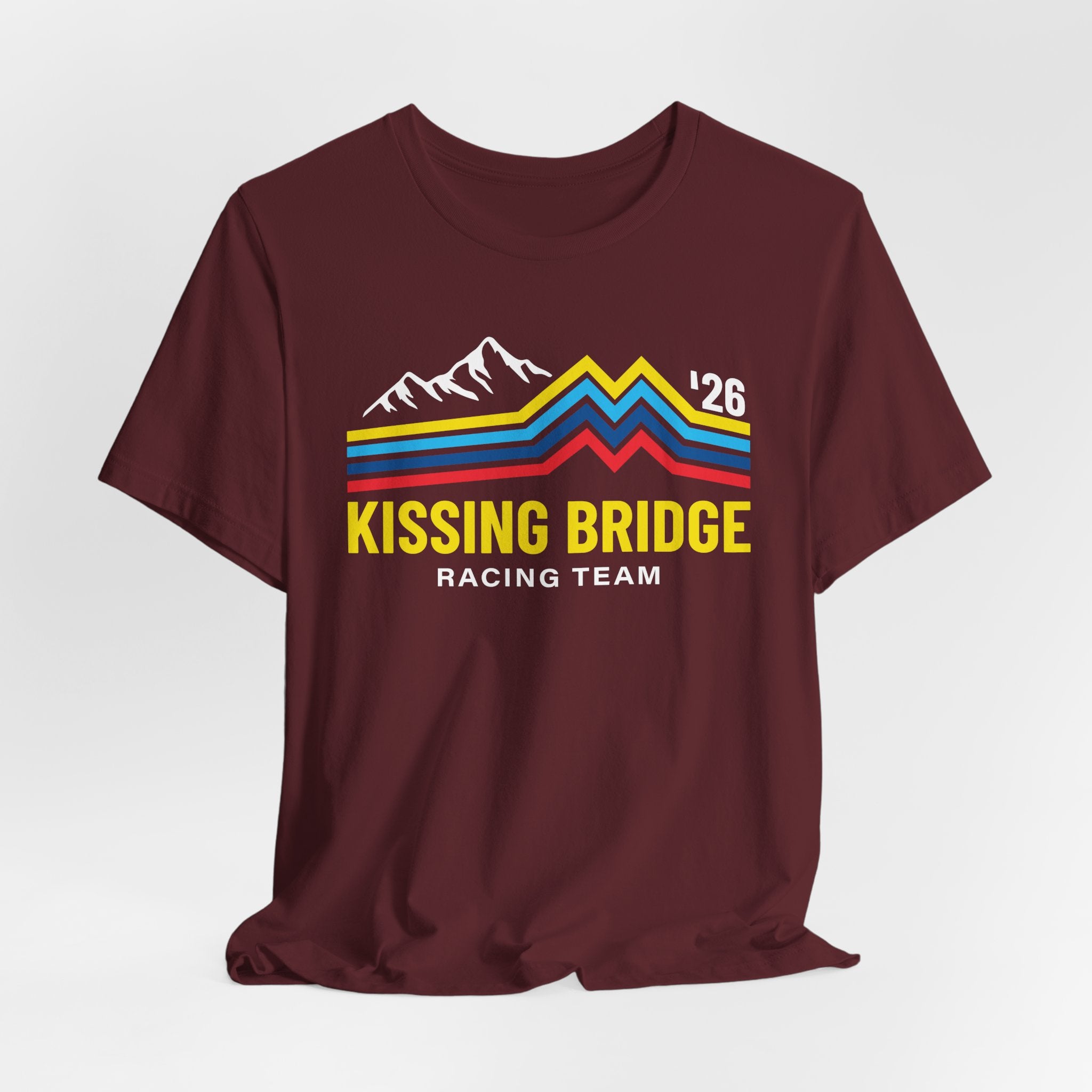 Kissing Bridge Racing Team Retro Mountain Stripes '26 – Adult Tee