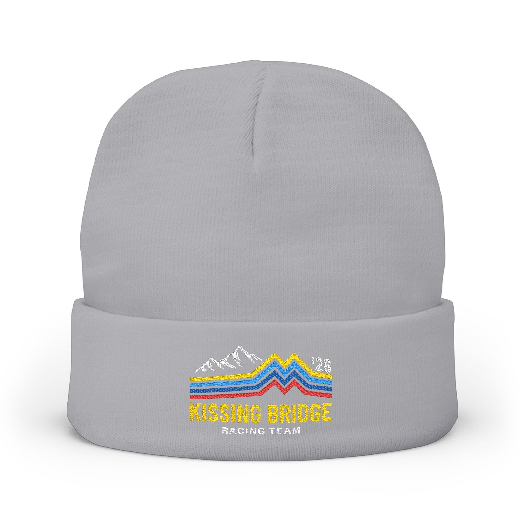 Kissing Bridge Racing Team | Retro Mountain Stripe '26 — Knit Beanie
