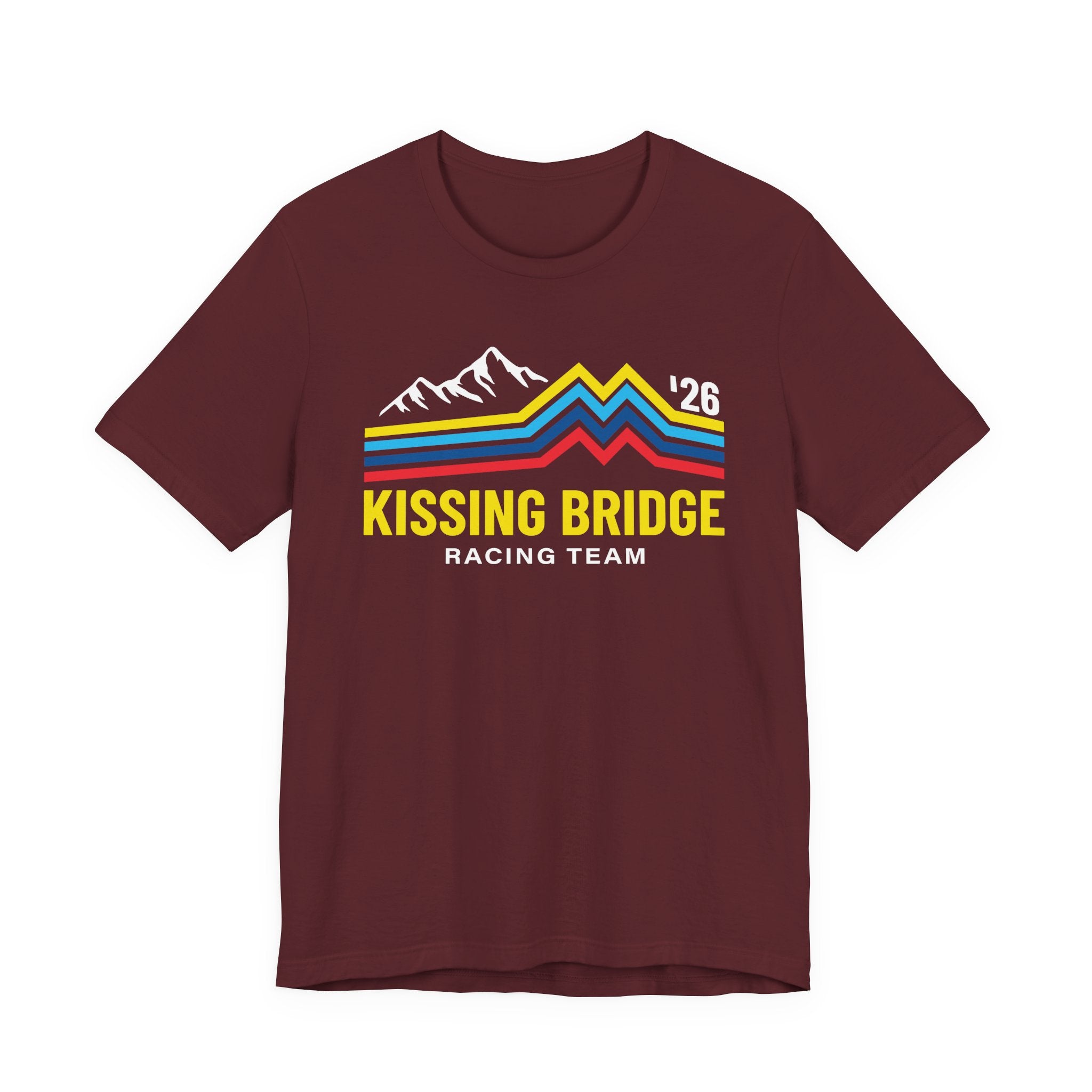 Kissing Bridge Racing Team Retro Mountain Stripes '26 – Adult Tee