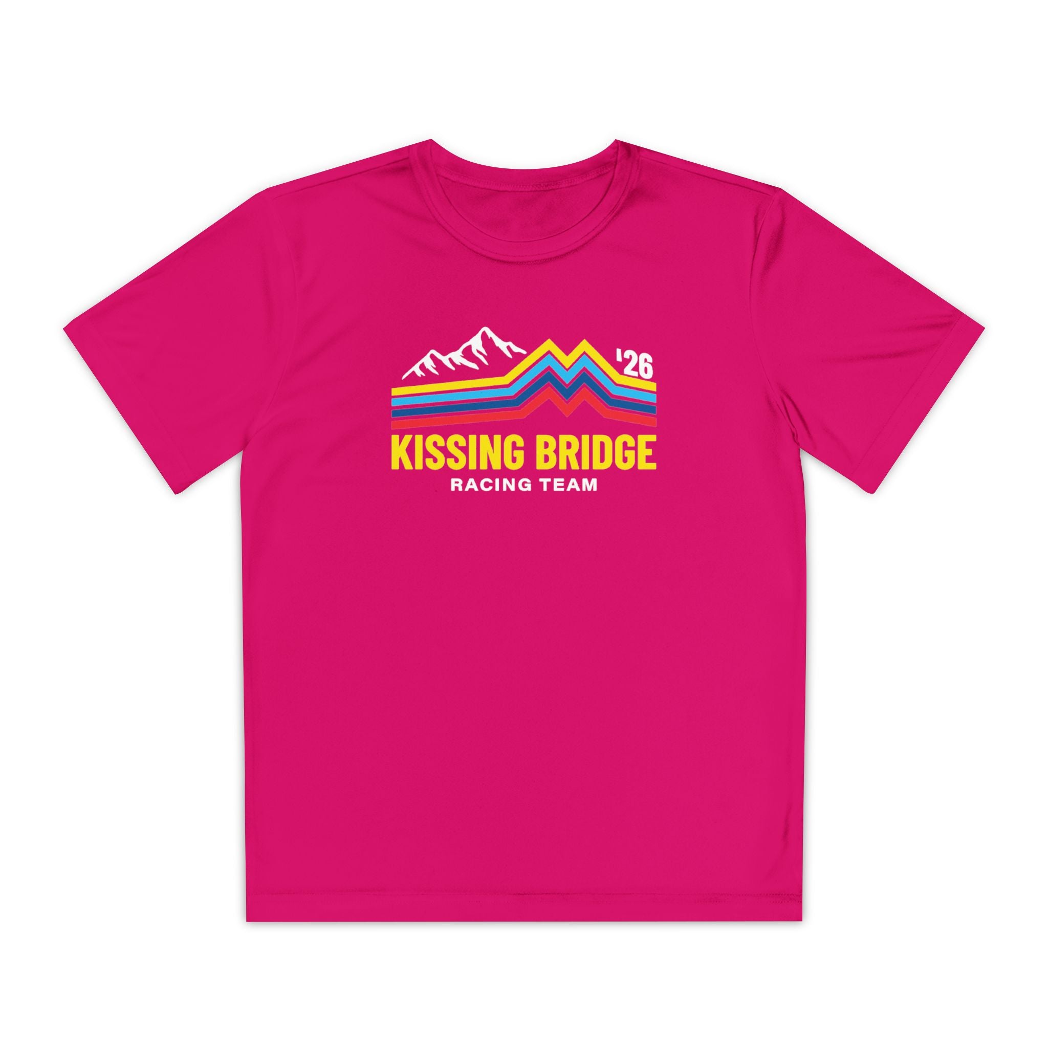 Kissing Bridge Racing Team | Retro Mountain Stripe '26 — Youth Racing Tee