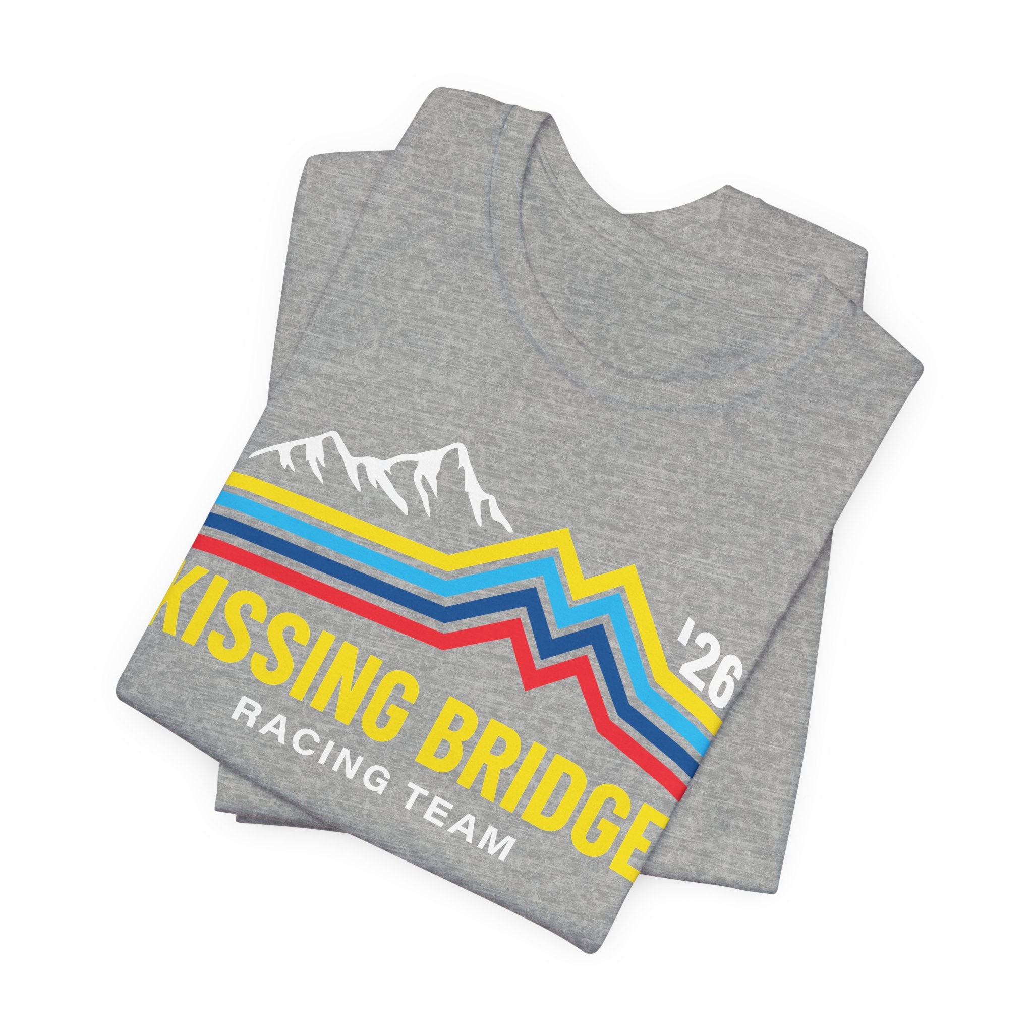 Kissing Bridge Racing Team Retro Mountain Stripes '26 – Adult Tee