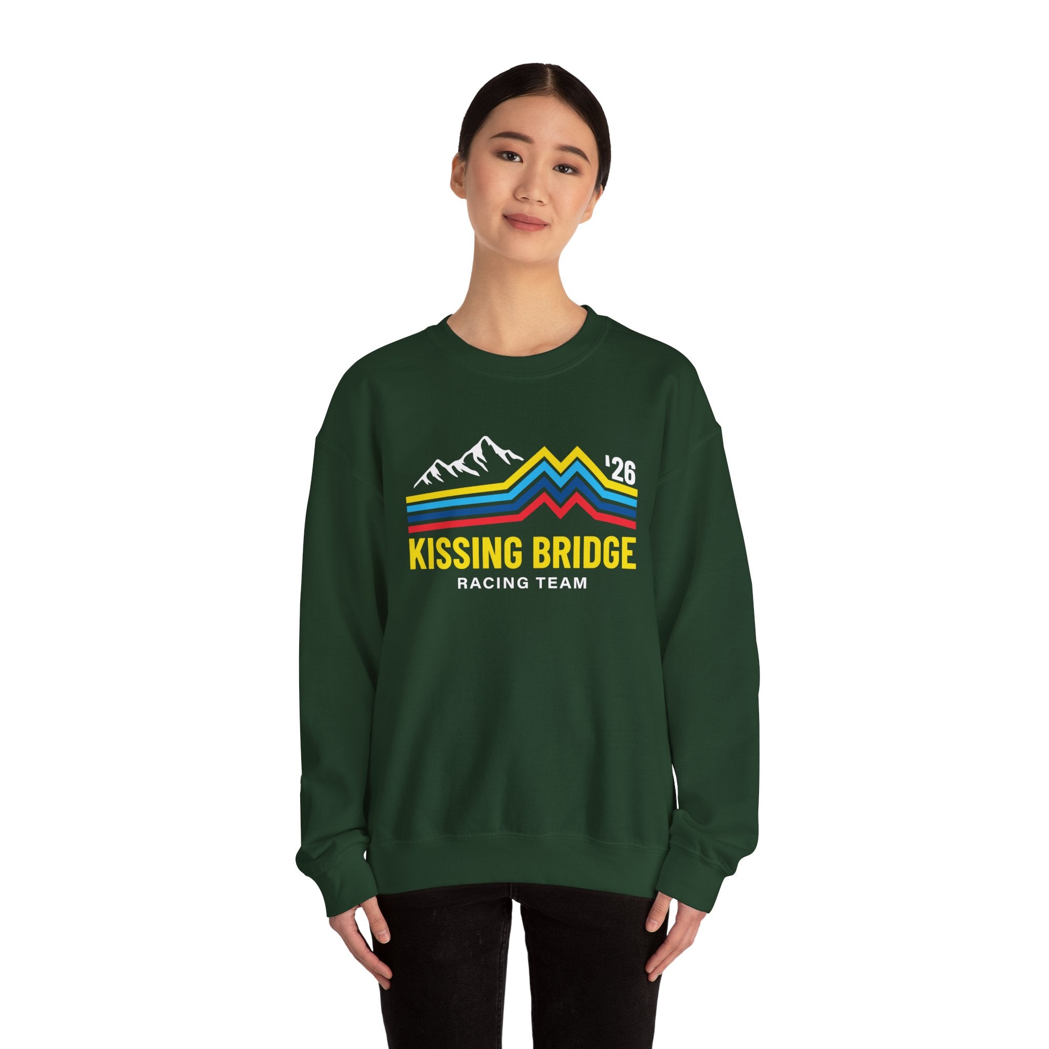 Kissing Bridge Racing Team | Retro Mountain Stripe '26 — Adult Sweatshirt