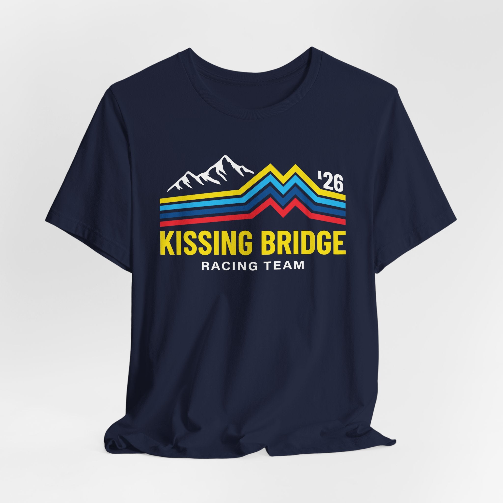 Kissing Bridge Racing Team Retro Mountain Stripes '26 – Adult Tee