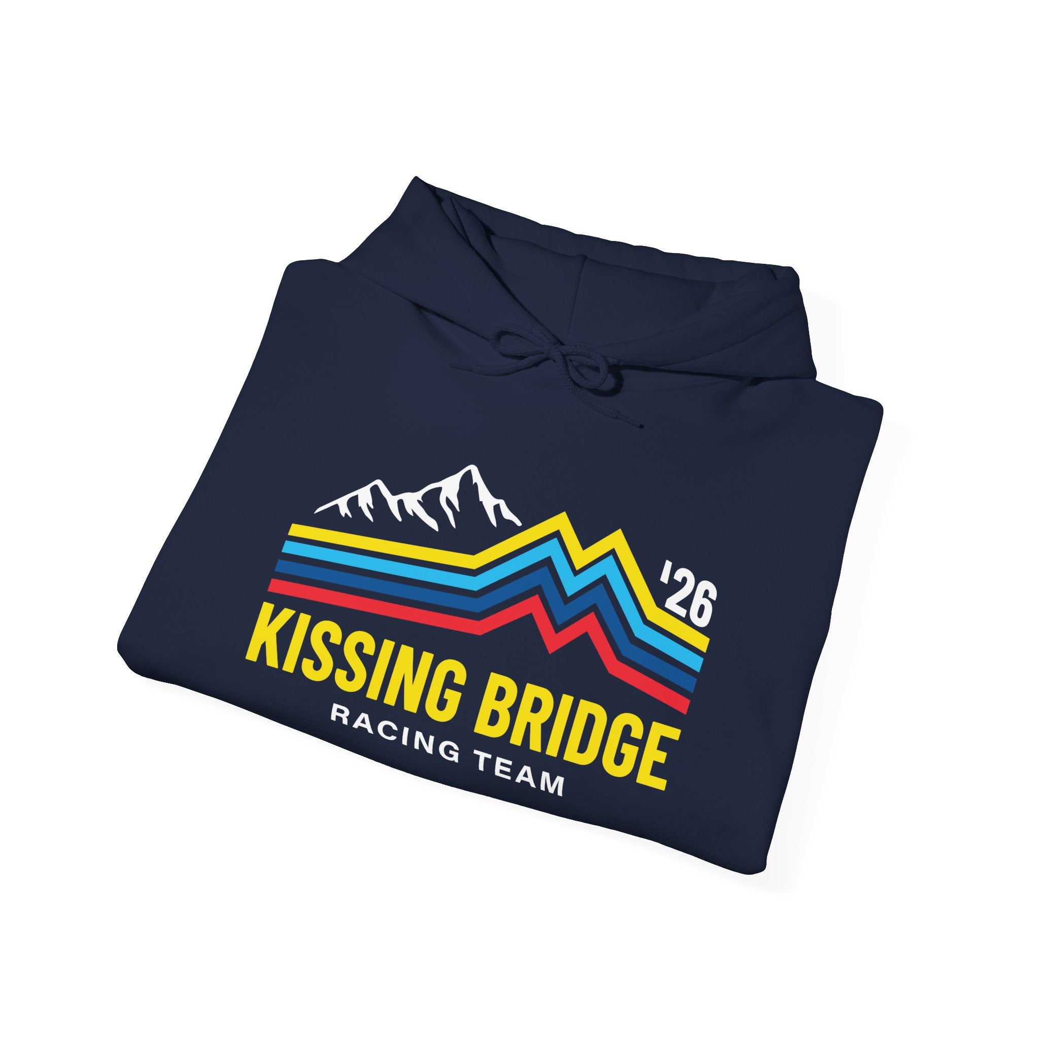 Kissing Bridge Racing Team | Retro Mountain Stripe '26 — Adult Hoodie