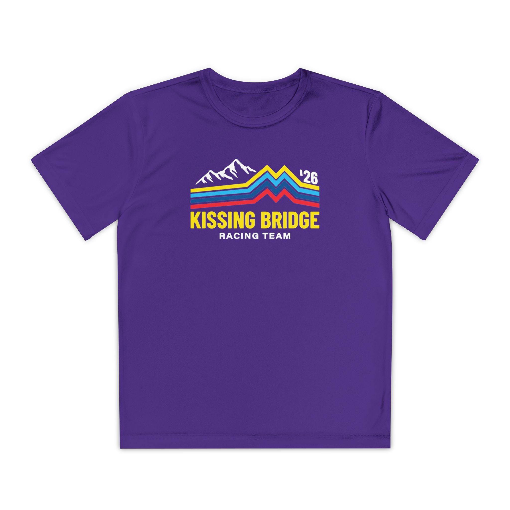 Kissing Bridge Racing Team | Retro Mountain Stripe '26 — Youth Racing Tee