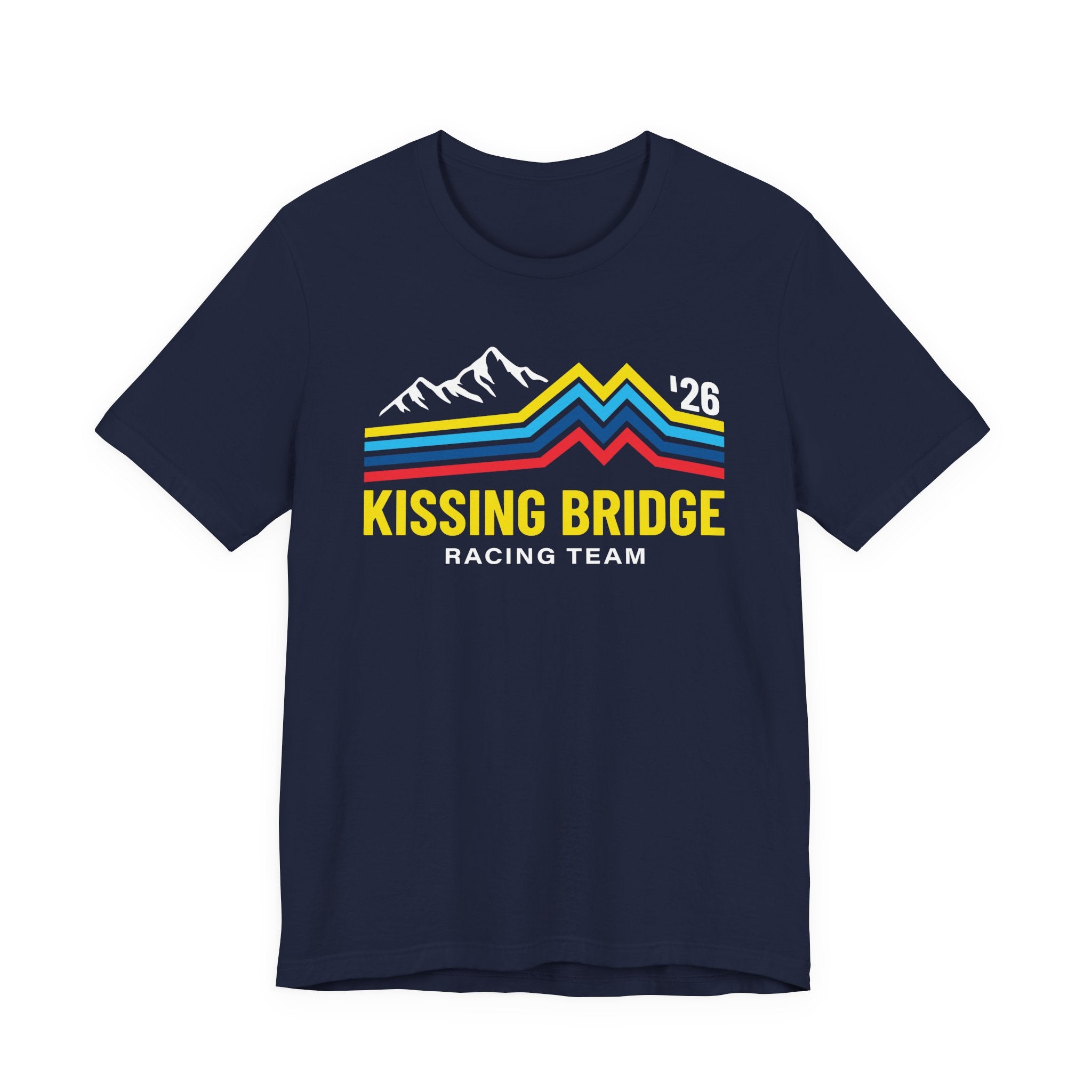 Kissing Bridge Racing Team Retro Mountain Stripes '26 – Adult Tee