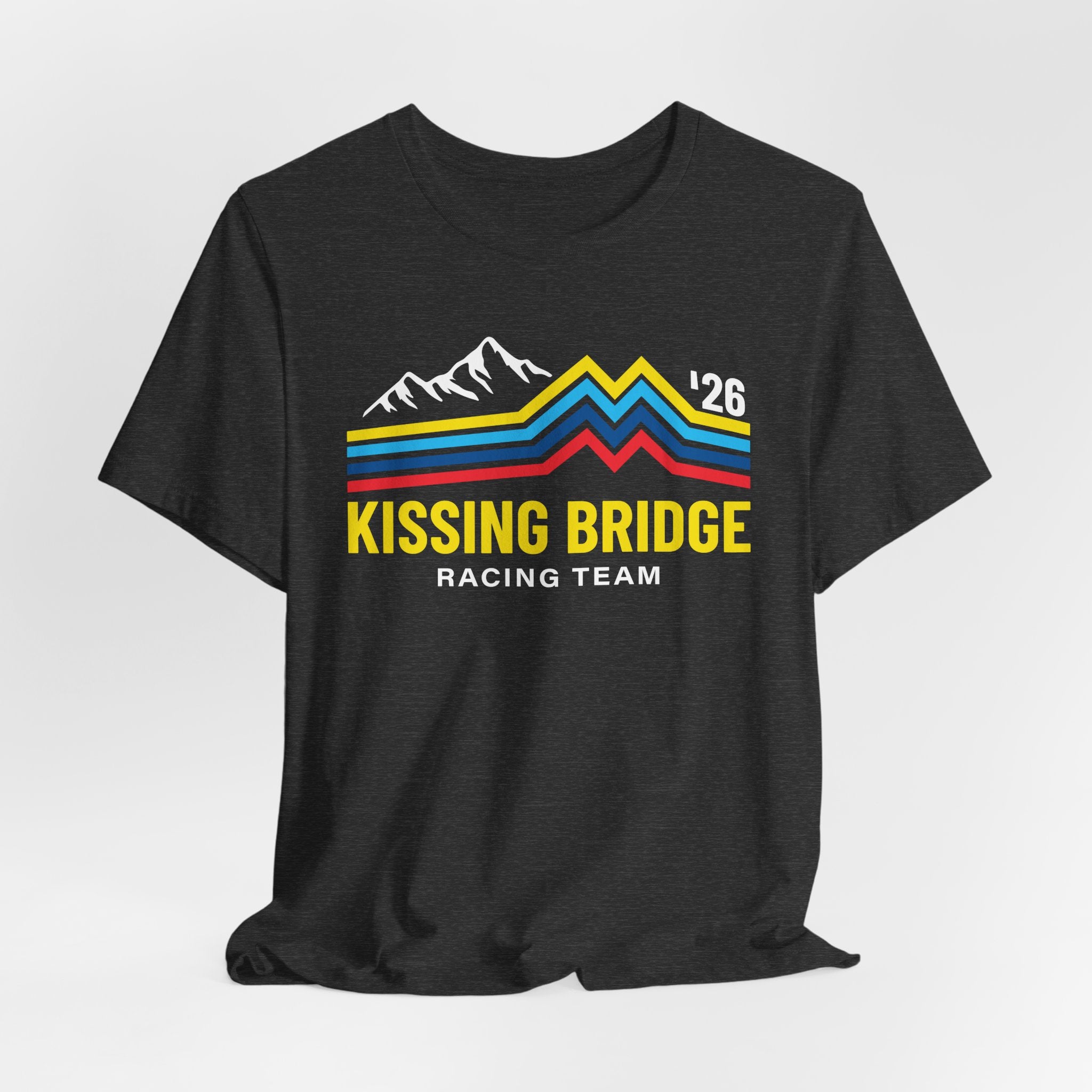 Kissing Bridge Racing Team Retro Mountain Stripes '26 – Adult Tee