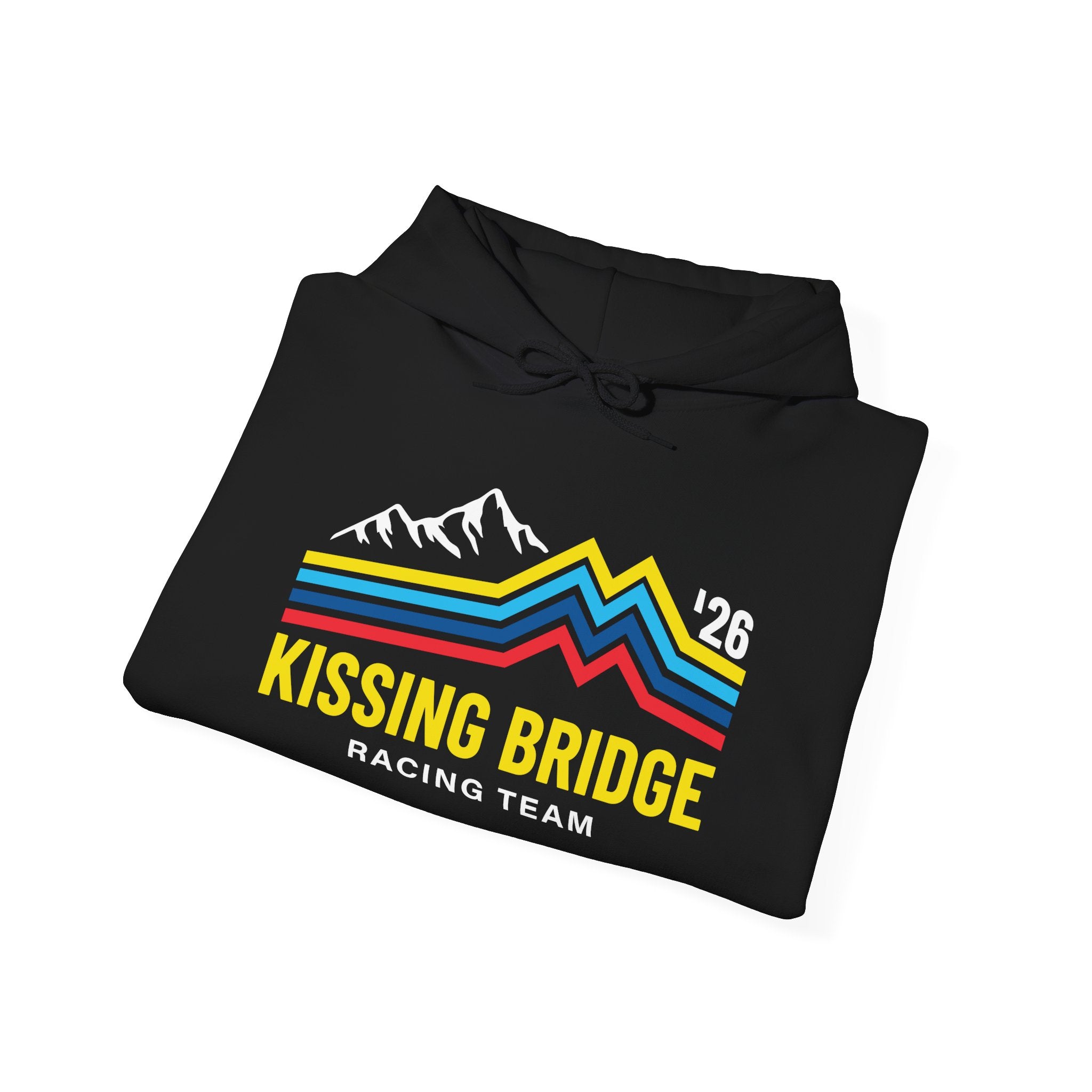 Kissing Bridge Racing Team | Retro Mountain Stripe '26 — Adult Hoodie