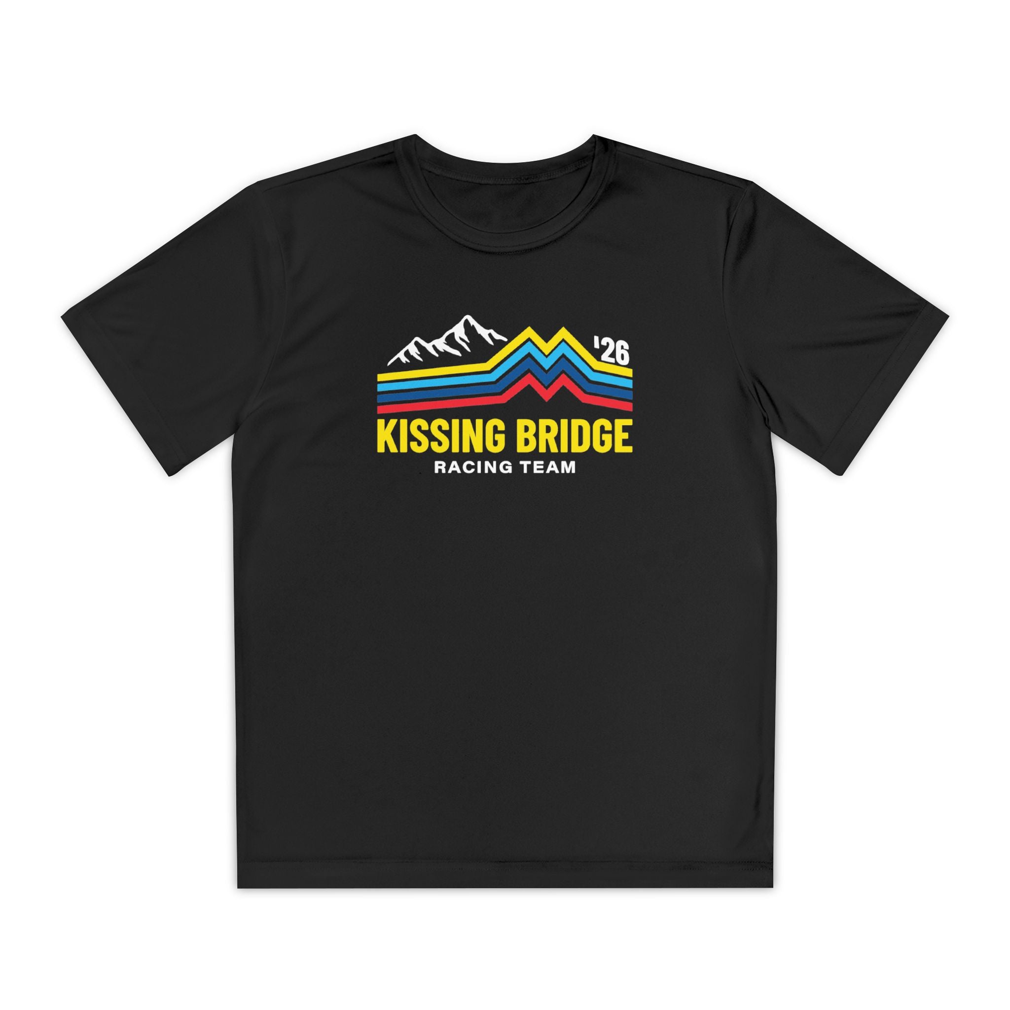 Kissing Bridge Racing Team | Retro Mountain Stripe '26 — Youth Racing Tee