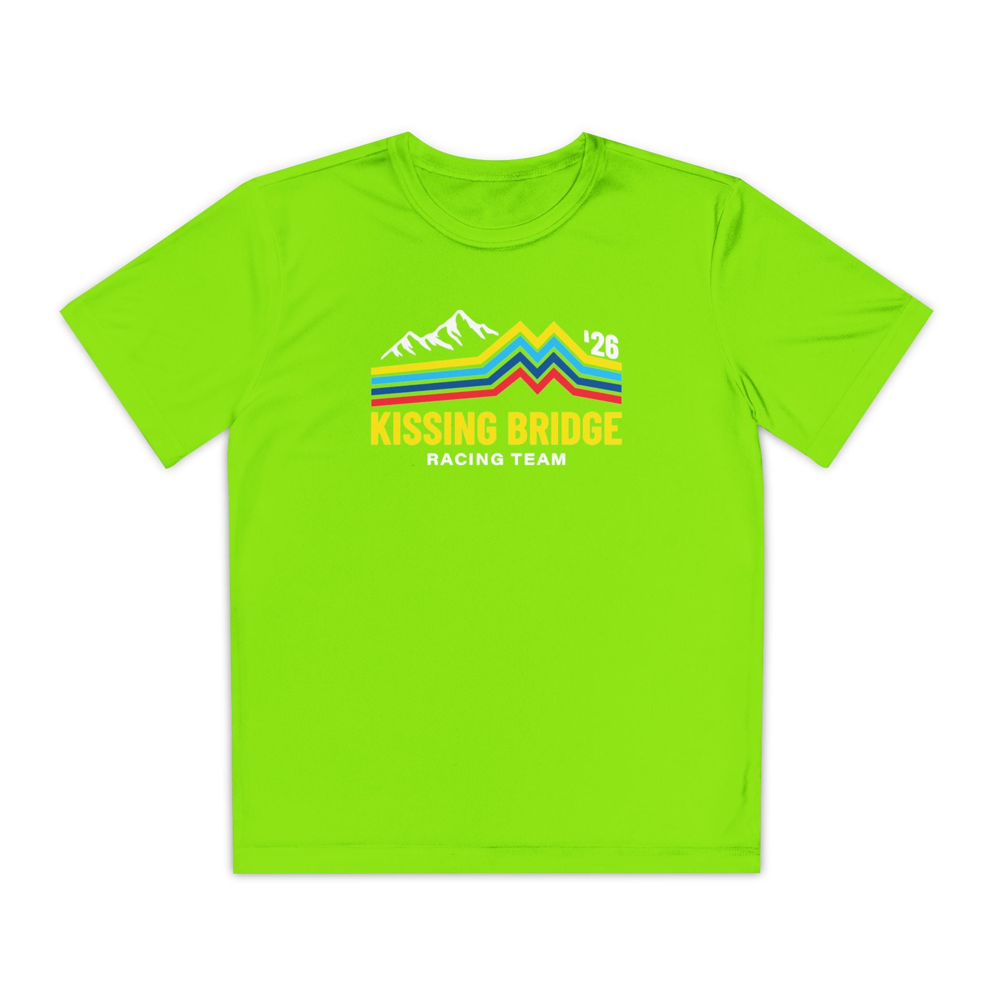 Kissing Bridge Racing Team | Retro Mountain Stripe '26 — Youth Racing Tee