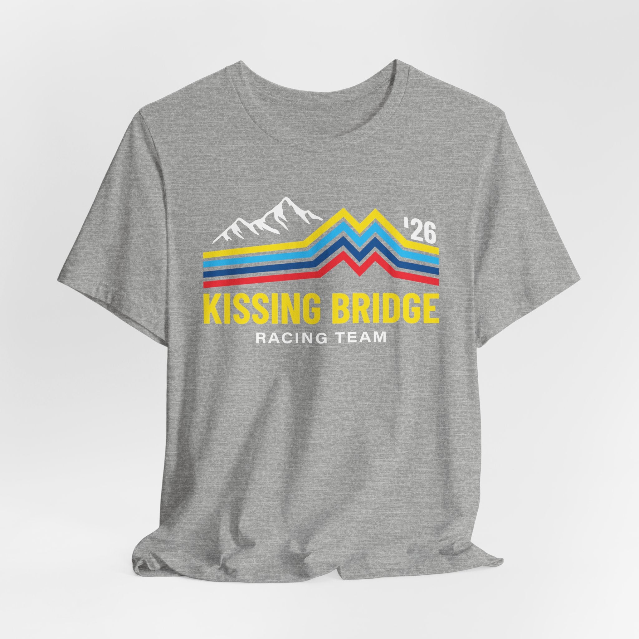 Kissing Bridge Racing Team Retro Mountain Stripes '26 – Adult Tee