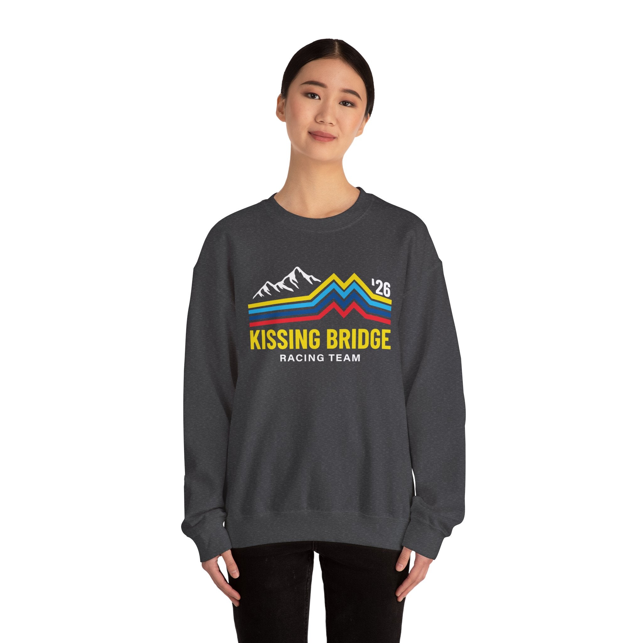 Kissing Bridge Racing Team | Retro Mountain Stripe '26 — Adult Sweatshirt