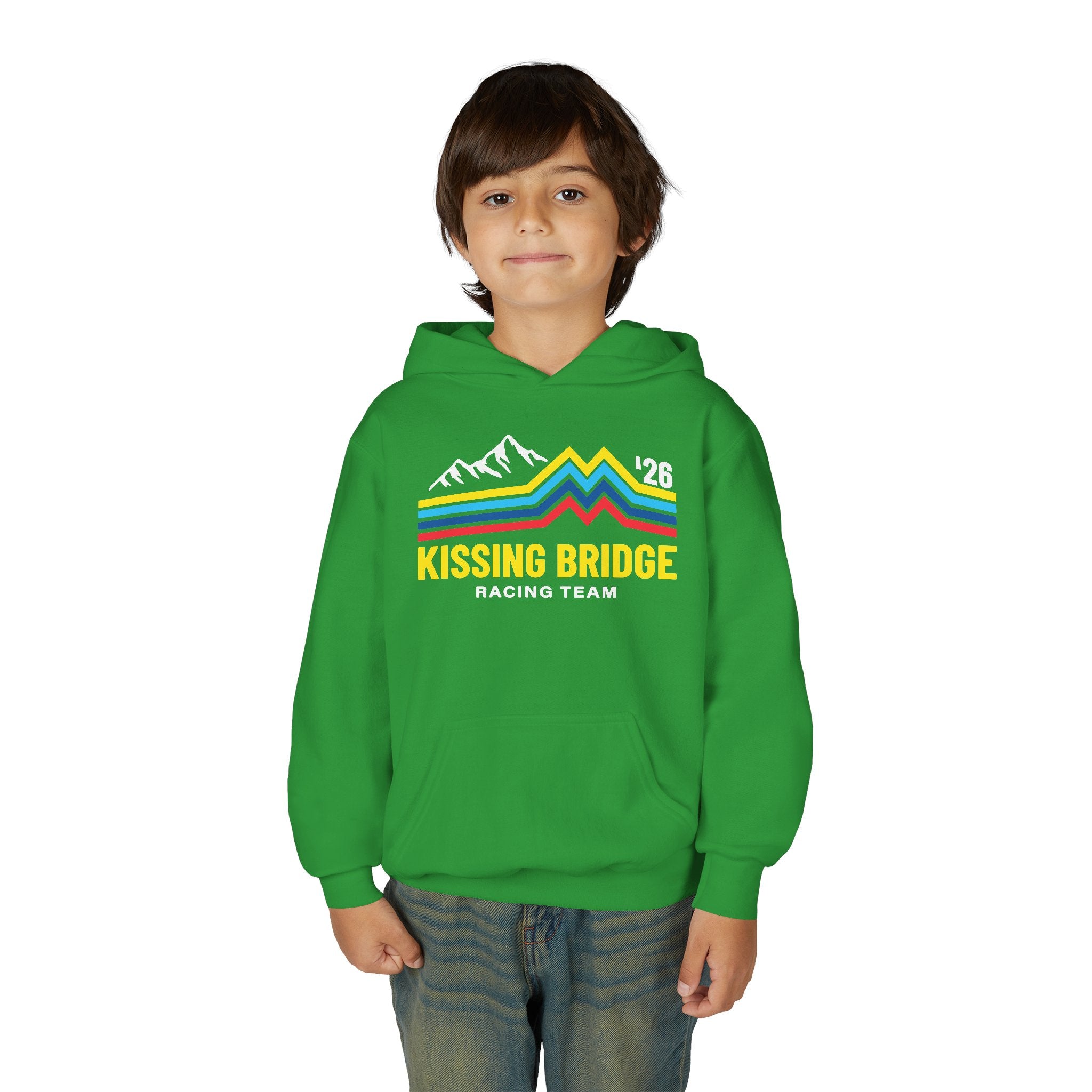 Kissing Bridge Racing Team '26 Mountain Stripe — Youth Hoodie