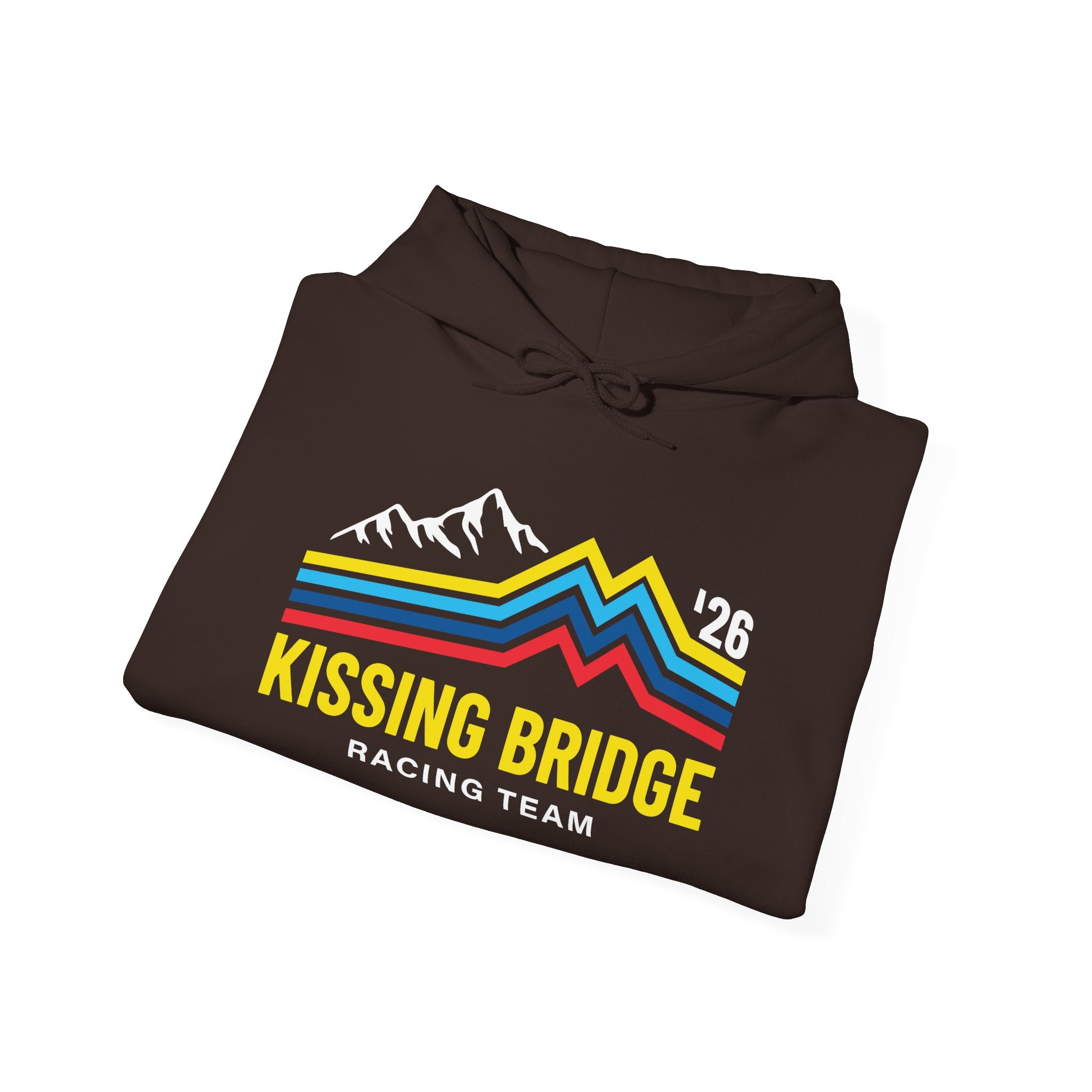 Kissing Bridge Racing Team | Retro Mountain Stripe '26 — Adult Hoodie