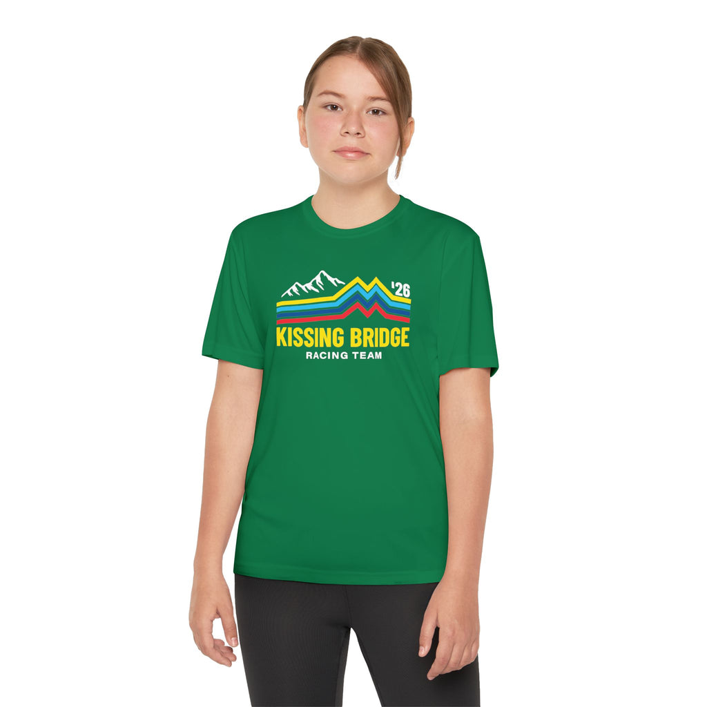 Kissing Bridge Racing Team | Retro Mountain Stripe '26 — Youth Racing Tee