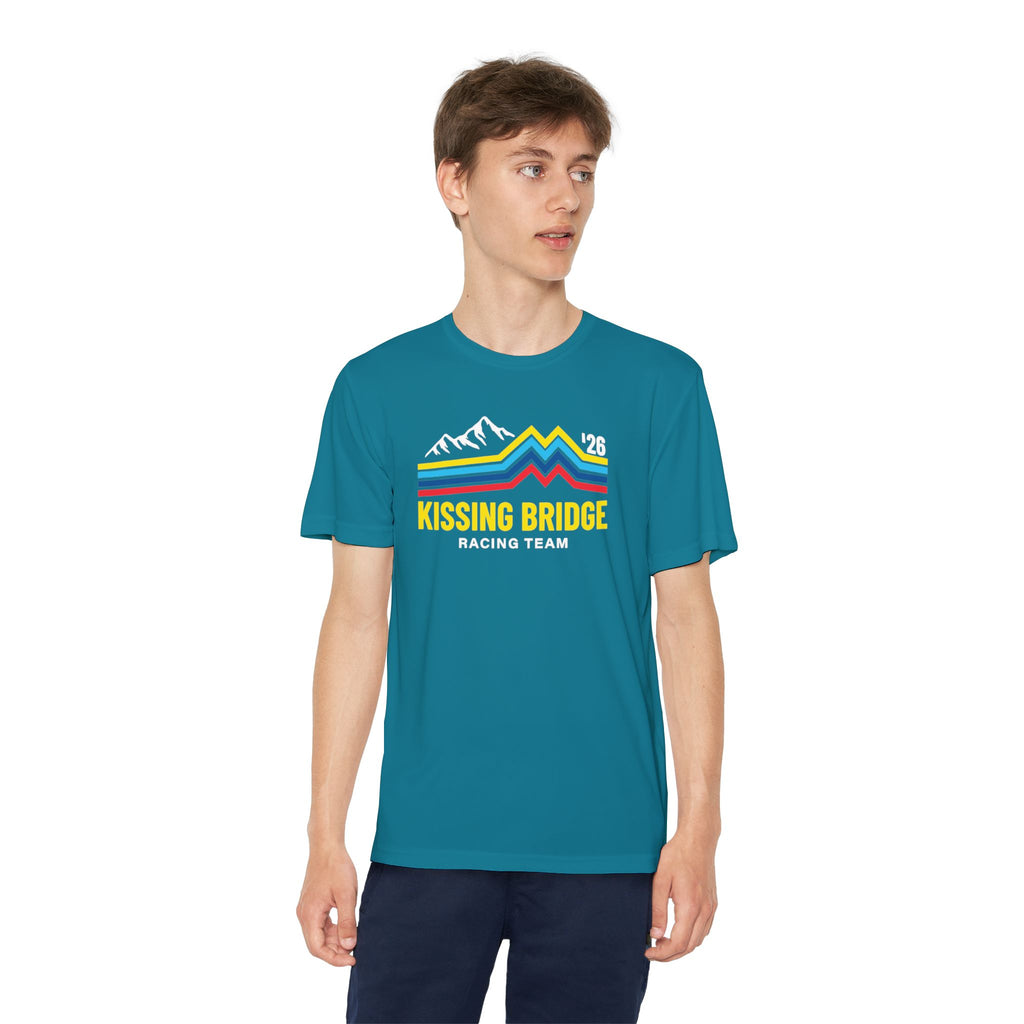Kissing Bridge Racing Team | Retro Mountain Stripe '26 — Youth Racing Tee