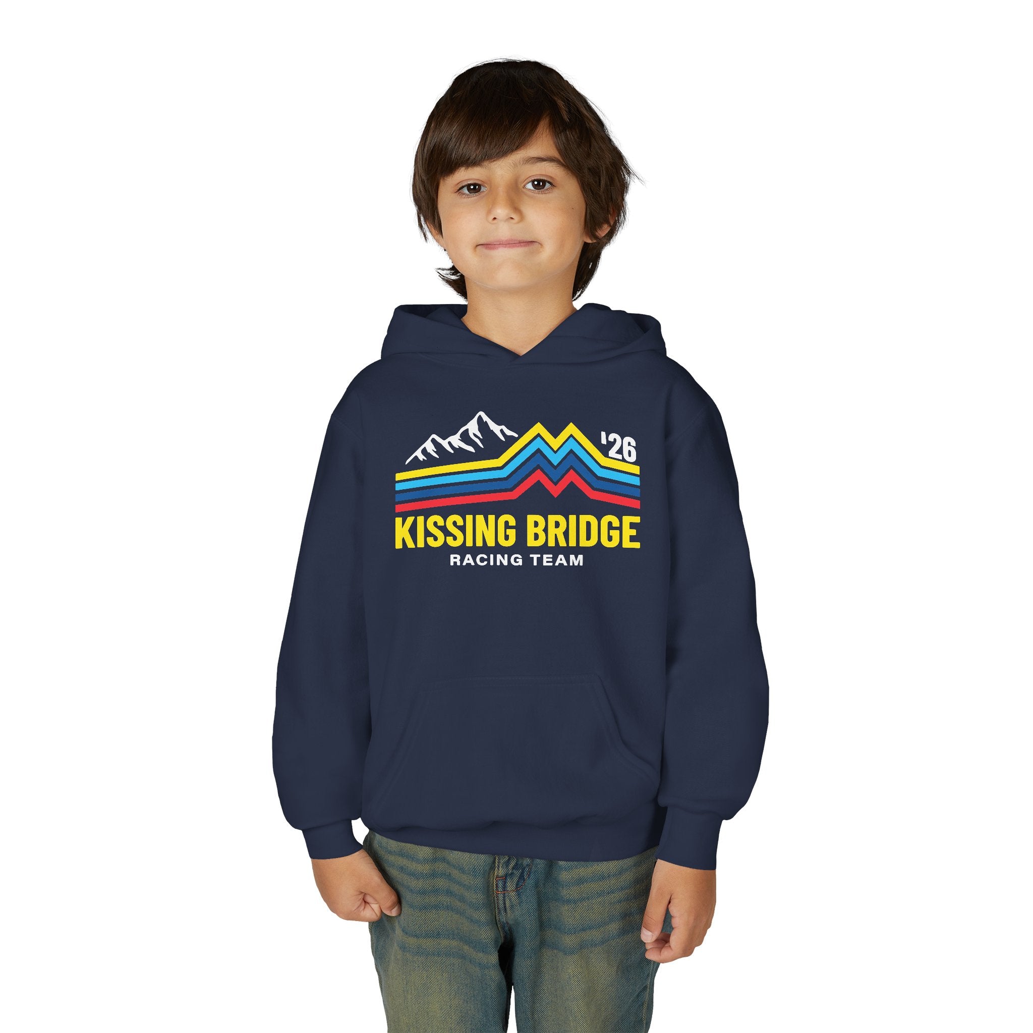Kissing Bridge Racing Team '26 Mountain Stripe — Youth Hoodie