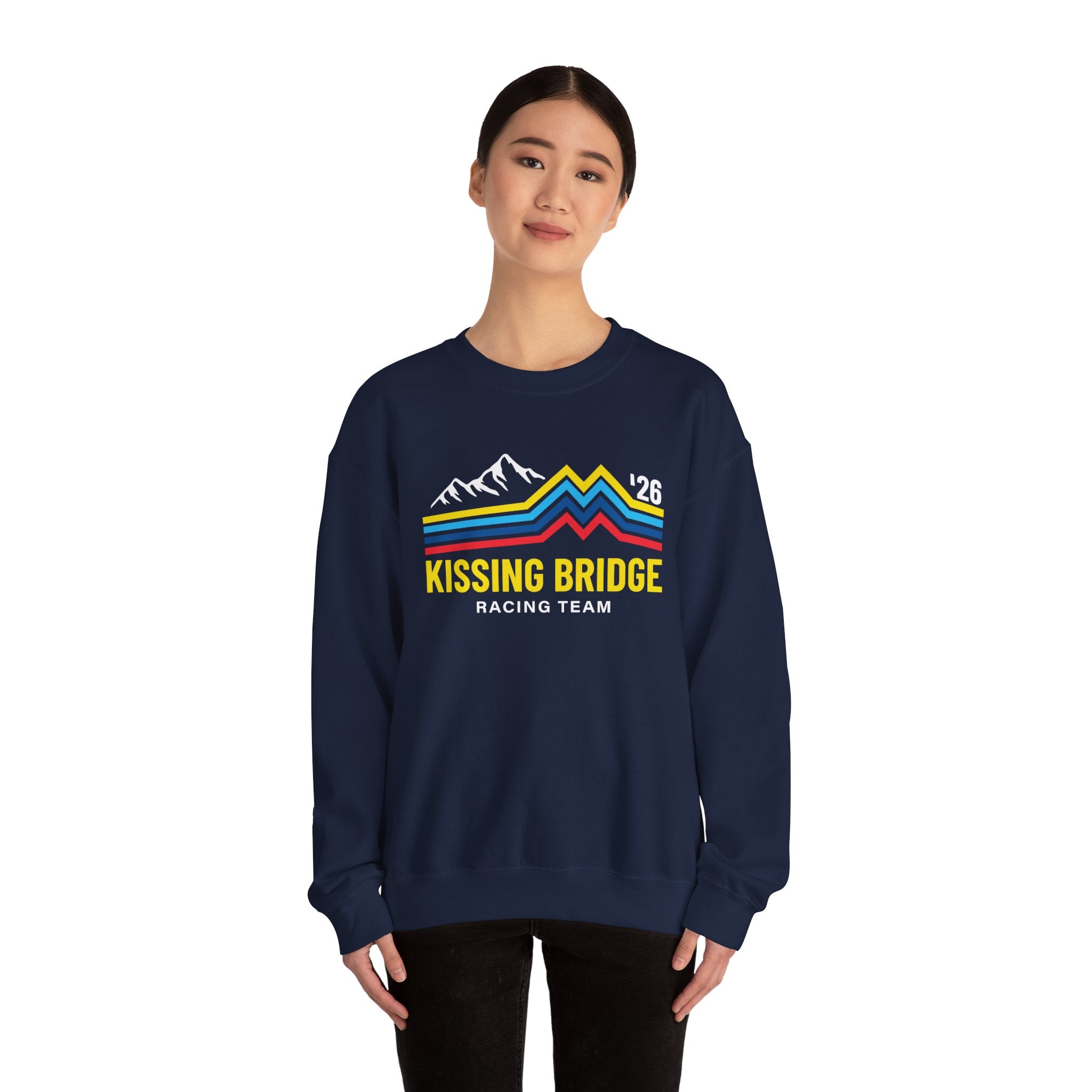 Kissing Bridge Racing Team | Retro Mountain Stripe '26 — Adult Sweatshirt
