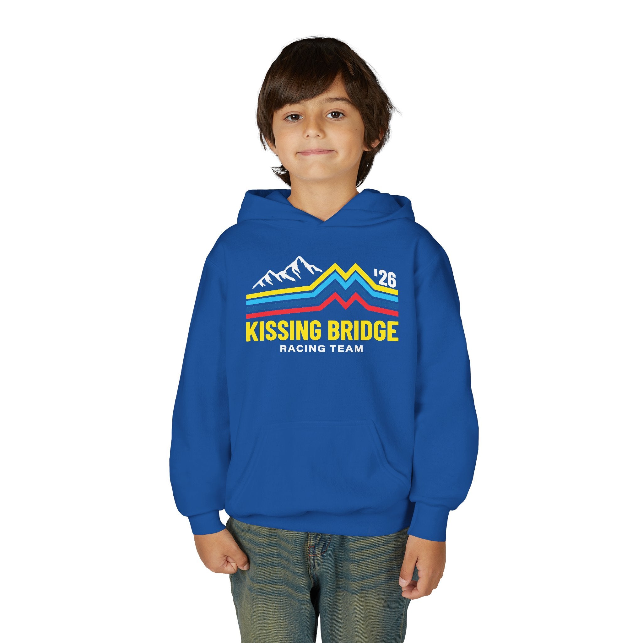 Kissing Bridge Racing Team '26 Mountain Stripe — Youth Hoodie