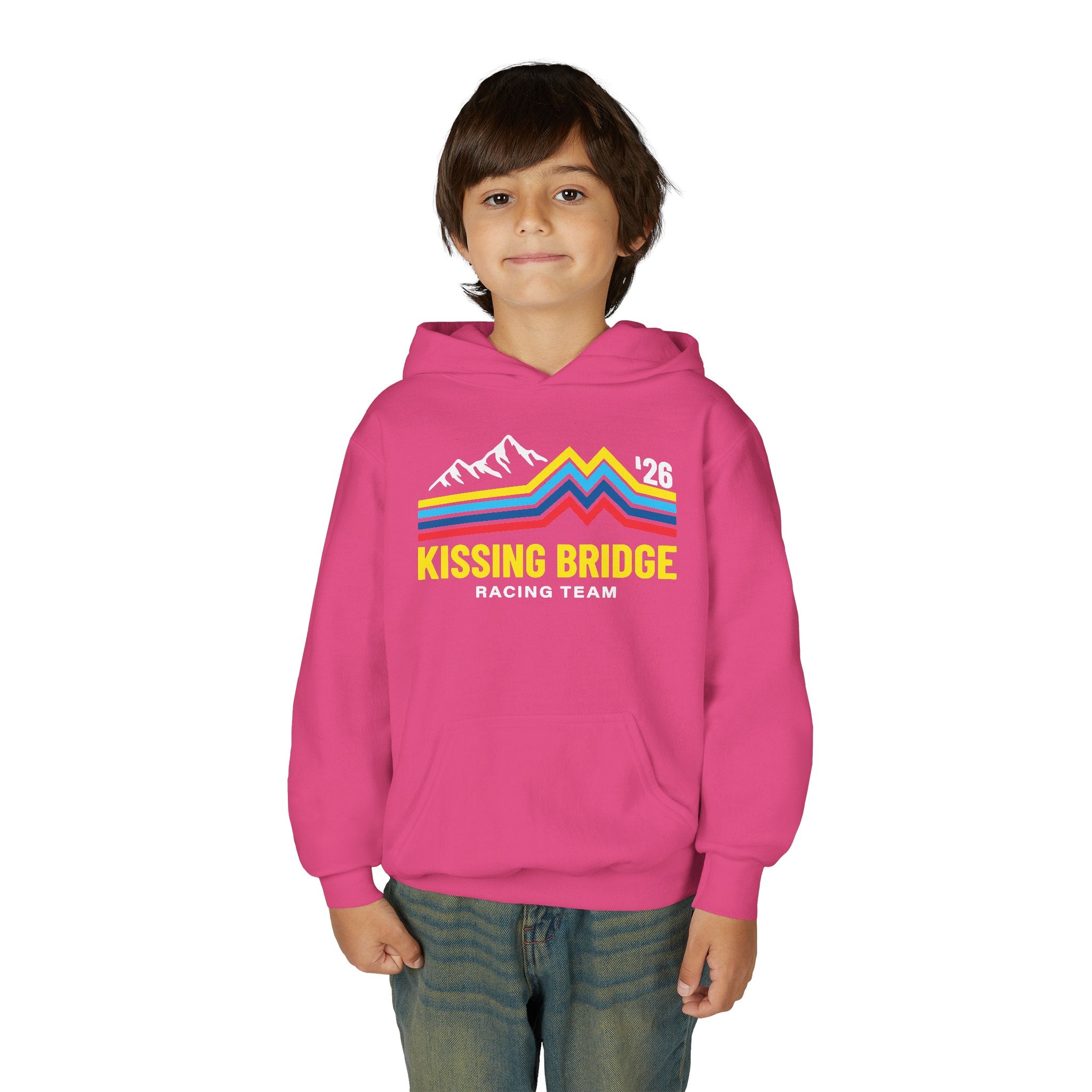 Kissing Bridge Racing Team '26 Mountain Stripe — Youth Hoodie