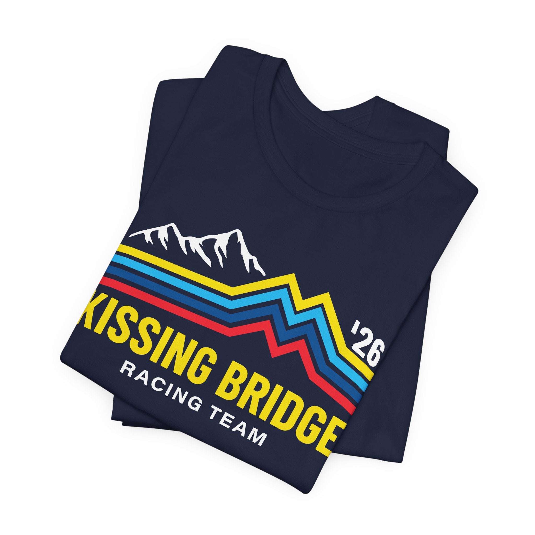 Kissing Bridge Racing Team Retro Mountain Stripes '26 – Adult Tee
