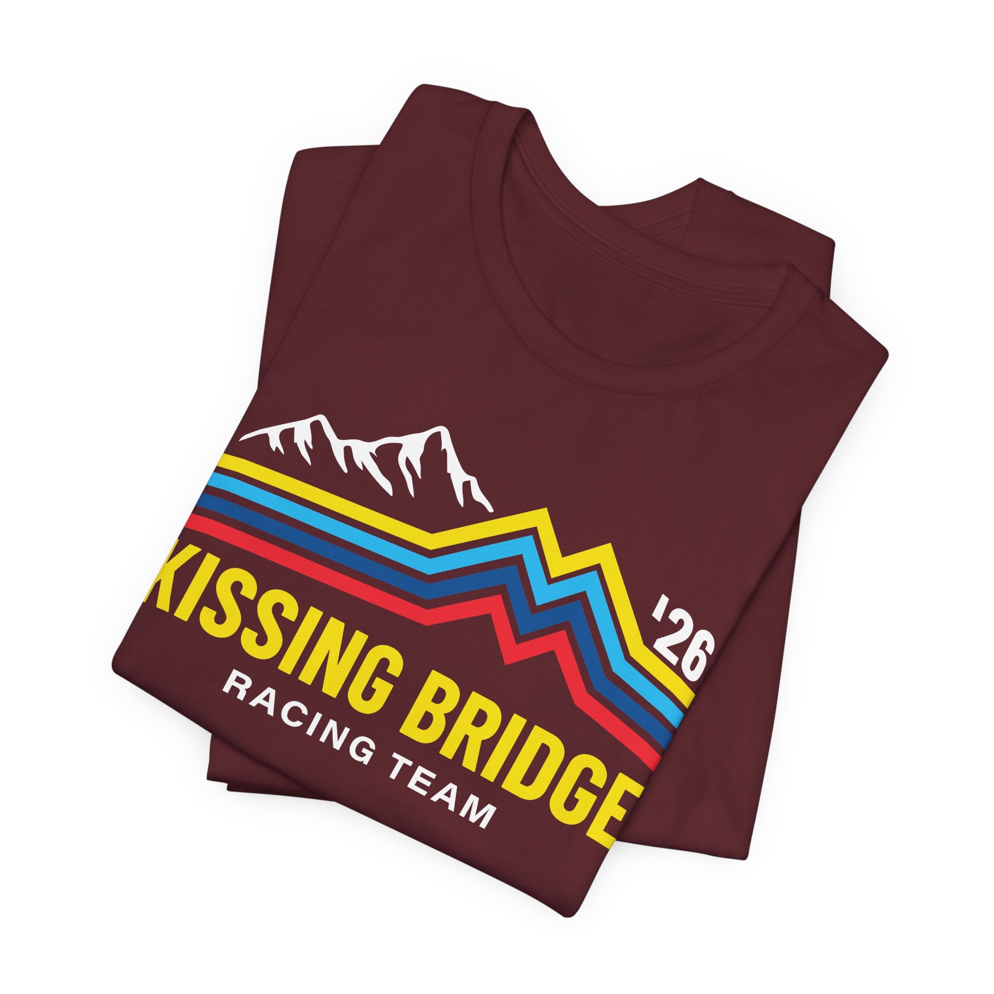 Kissing Bridge Racing Team Retro Mountain Stripes '26 – Adult Tee