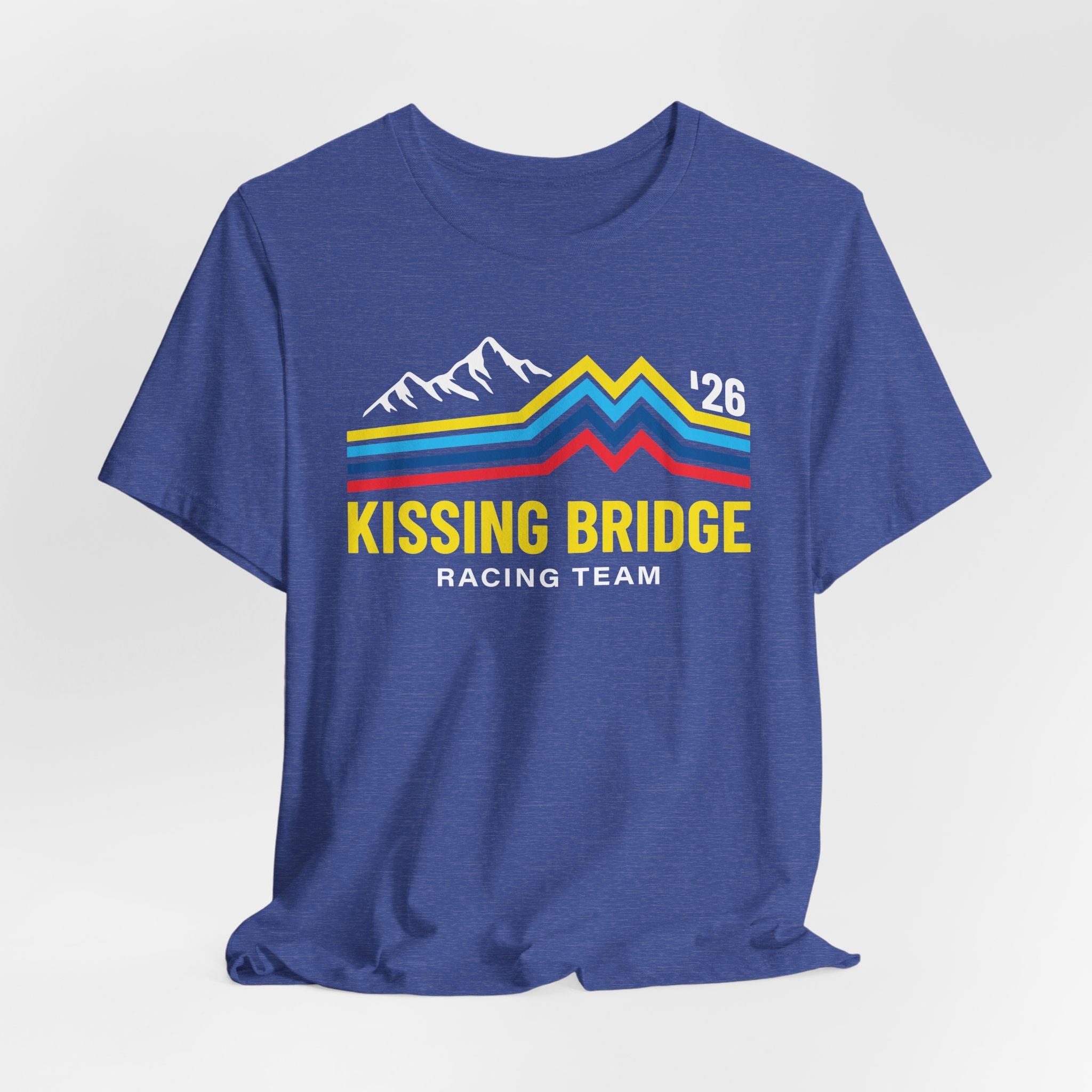 Kissing Bridge Racing Team Retro Mountain Stripes '26 – Adult Tee