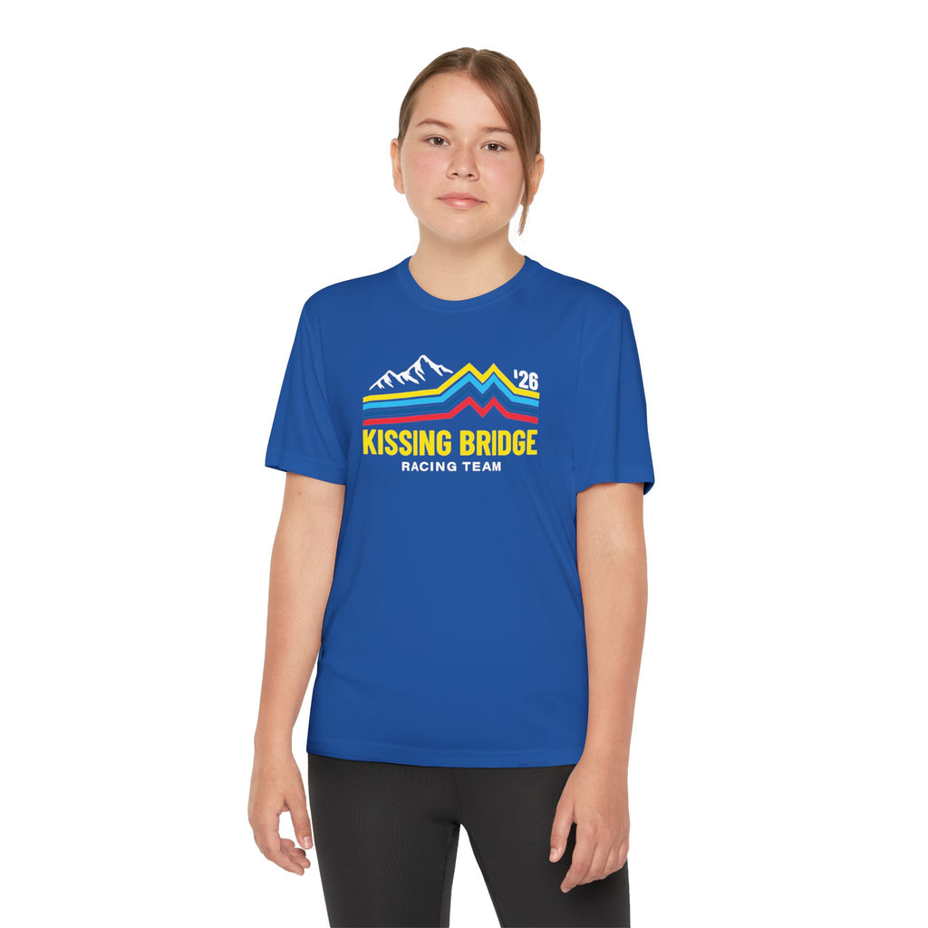 Kissing Bridge Racing Team | Retro Mountain Stripe '26 — Youth Racing Tee