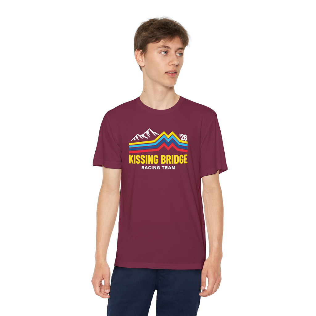 Kissing Bridge Racing Team | Retro Mountain Stripe '26 — Youth Racing Tee
