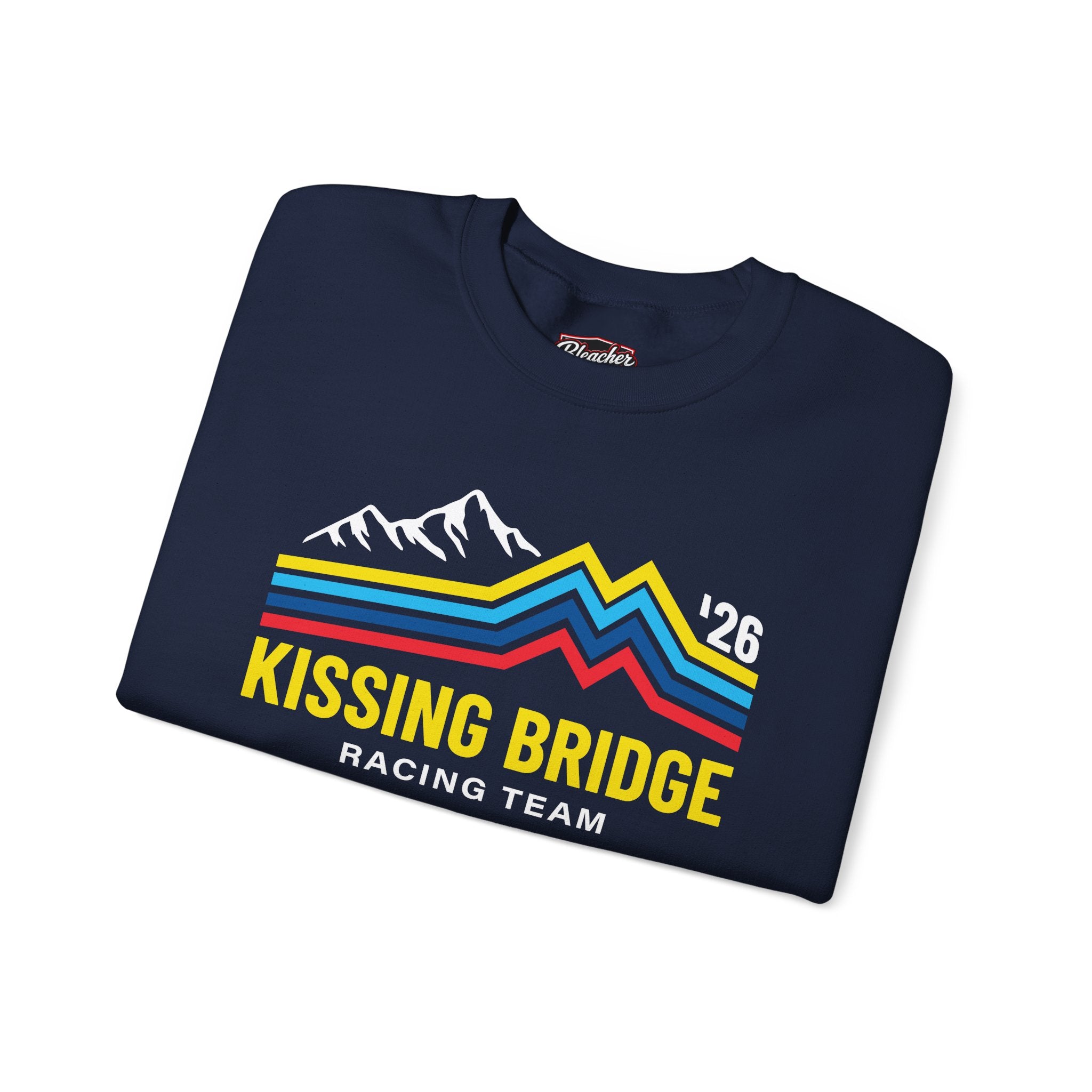 Kissing Bridge Racing Team | Retro Mountain Stripe '26 — Adult Sweatshirt