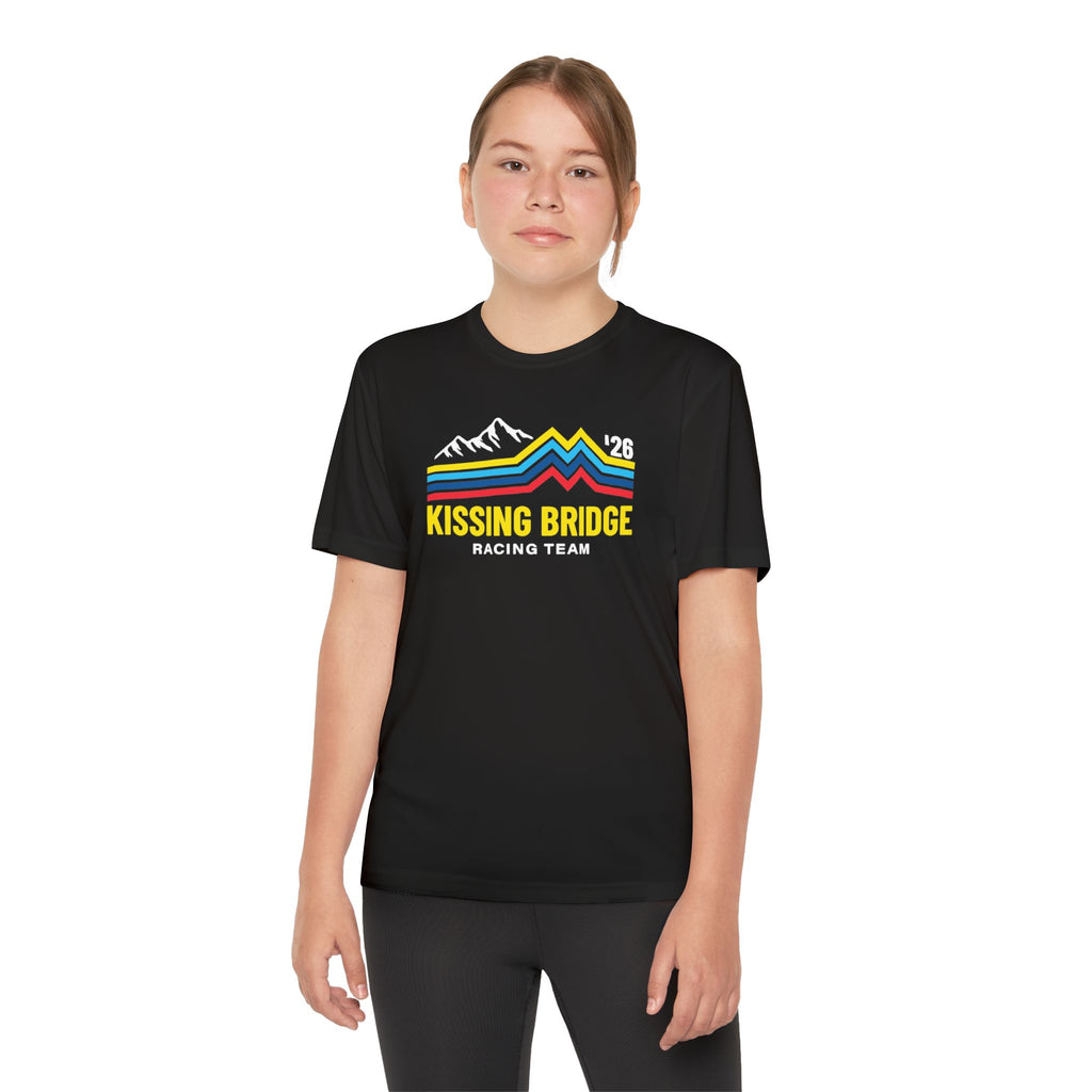 Kissing Bridge Racing Team | Retro Mountain Stripe '26 — Youth Racing Tee