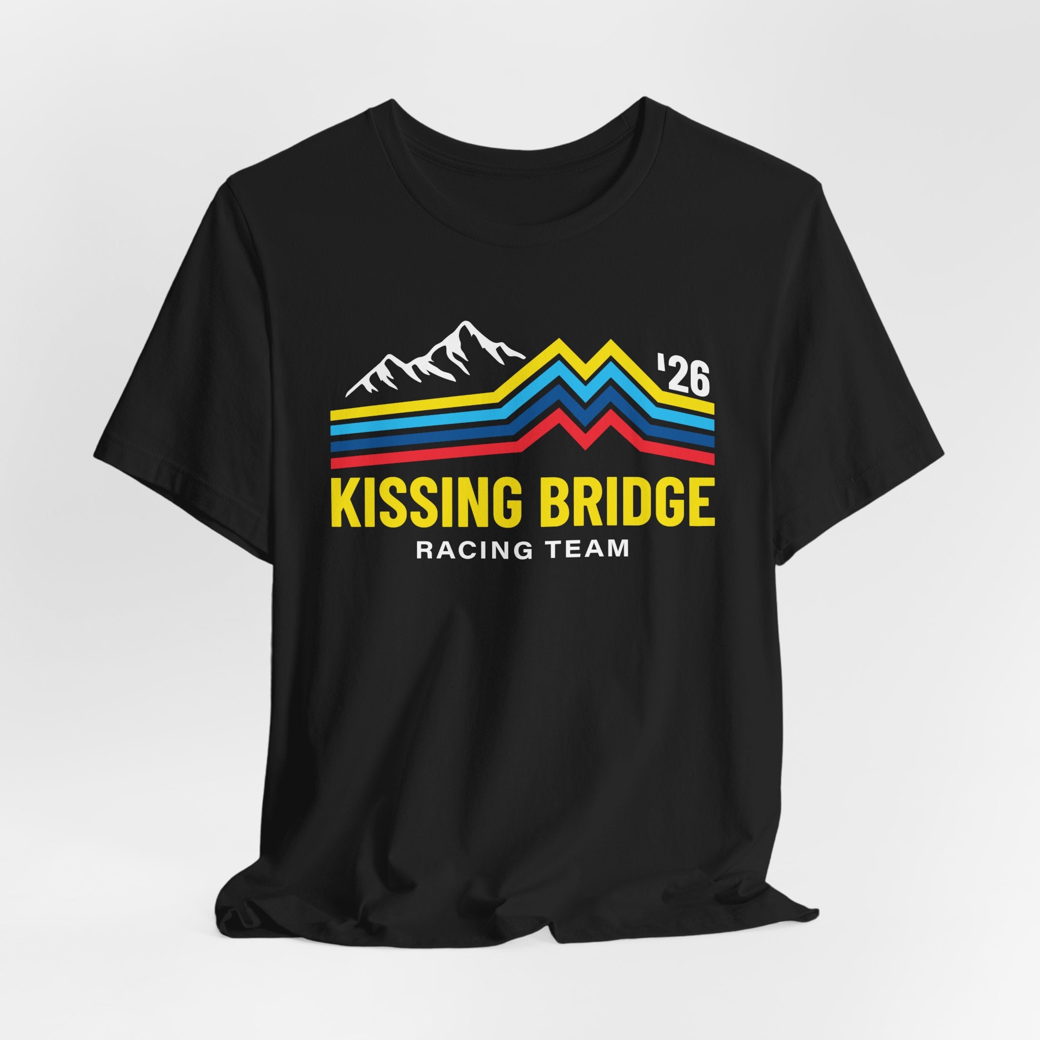 Kissing Bridge Racing Team Retro Mountain Stripes '26 – Adult Tee