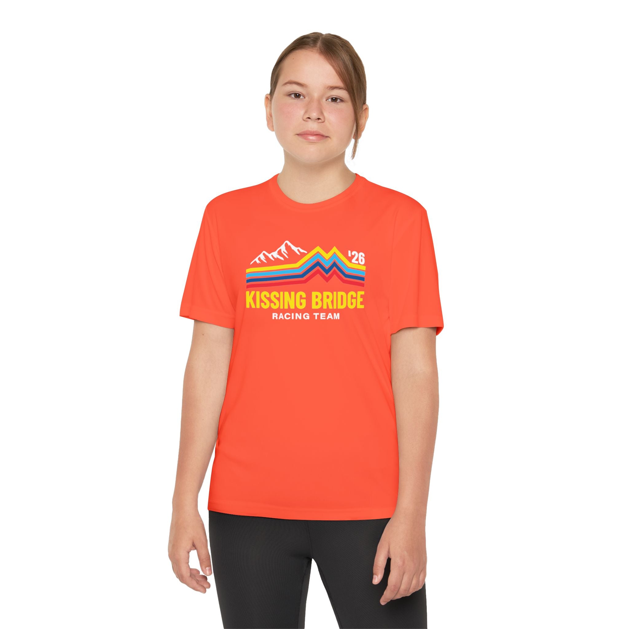 Kissing Bridge Racing Team | Retro Mountain Stripe '26 — Youth Racing Tee