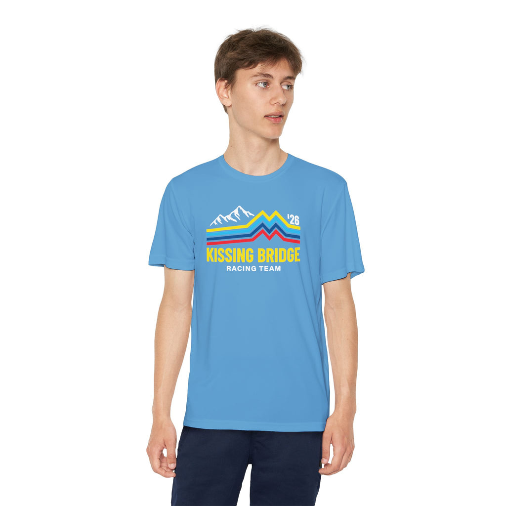 Kissing Bridge Racing Team | Retro Mountain Stripe '26 — Youth Racing Tee