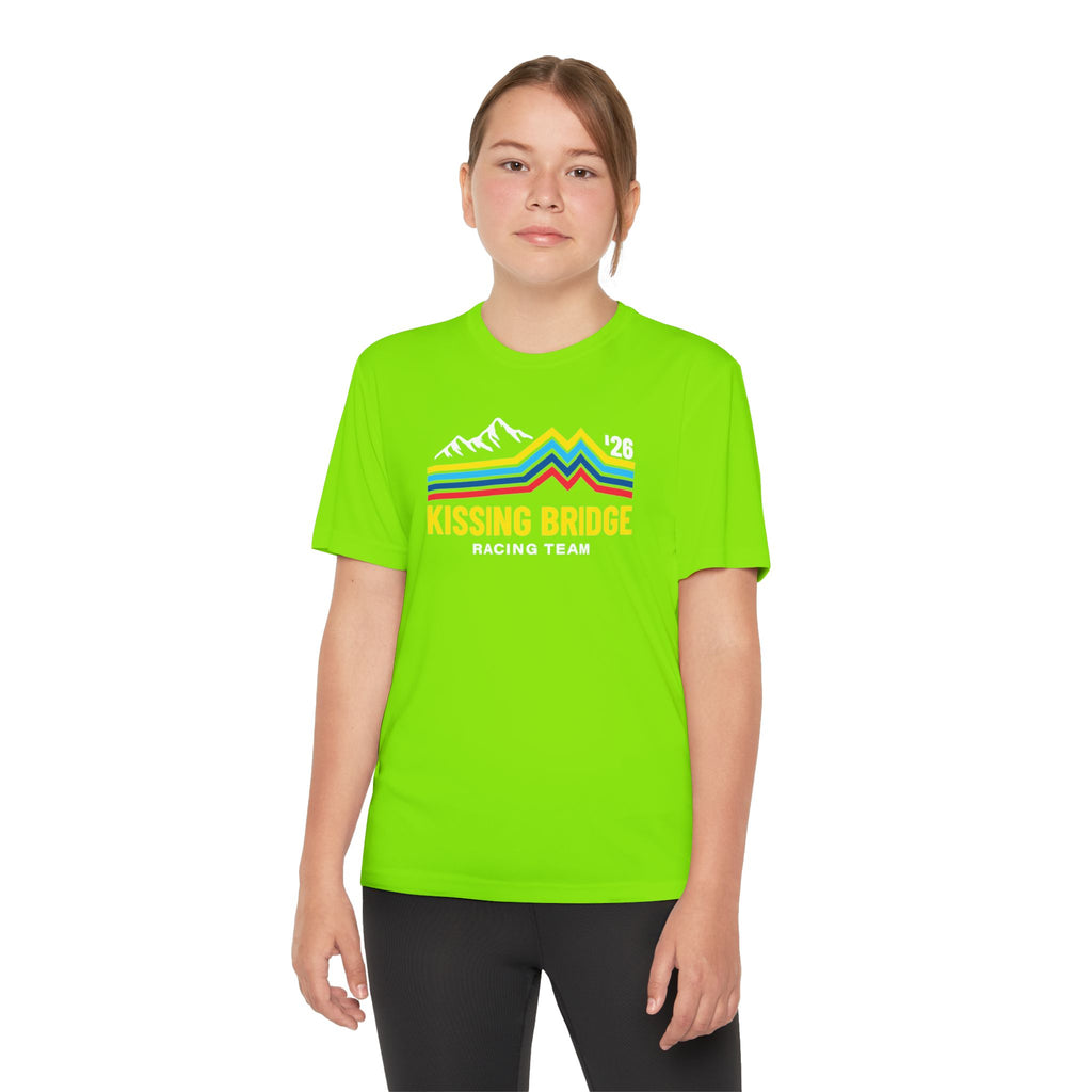 Kissing Bridge Racing Team | Retro Mountain Stripe '26 — Youth Racing Tee