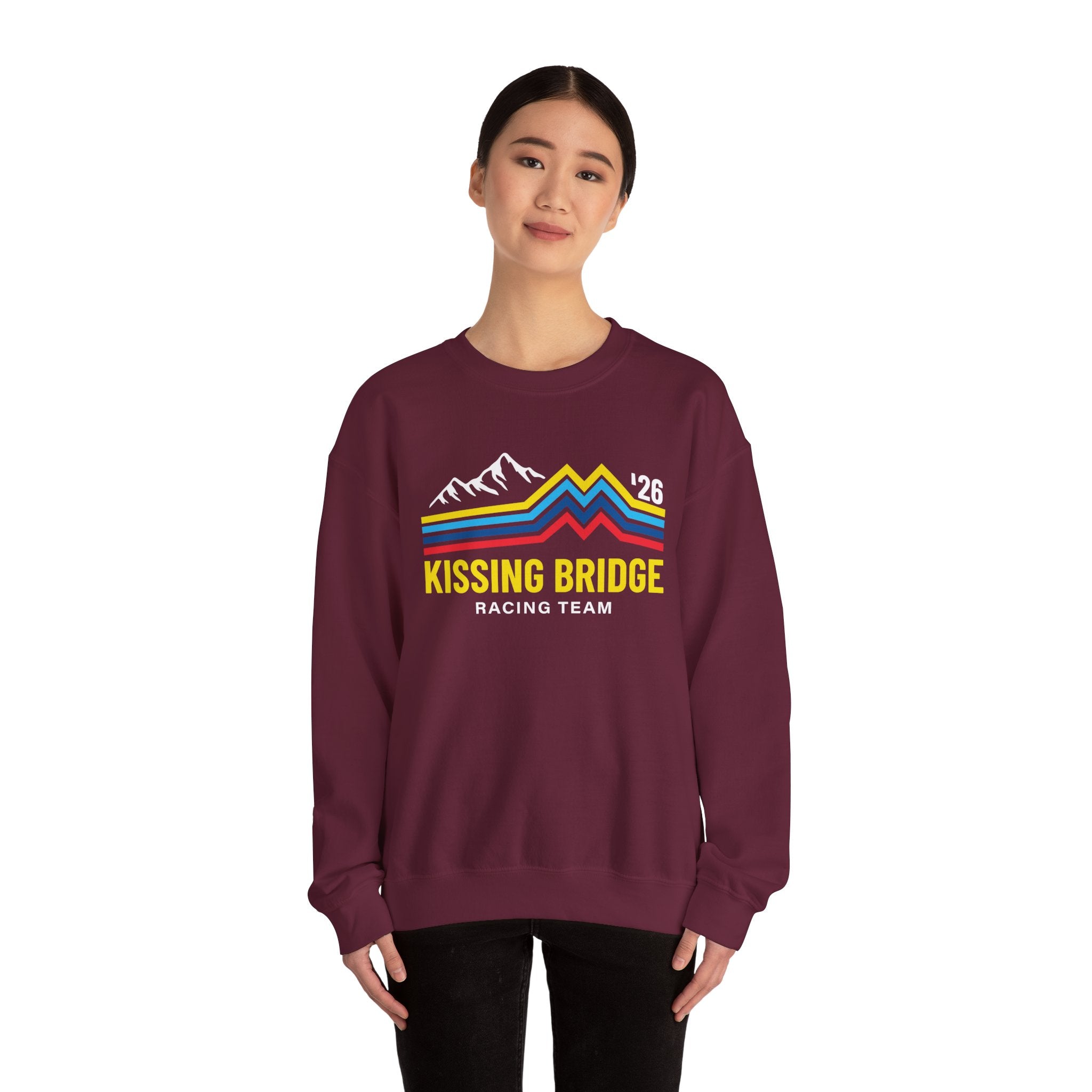 Kissing Bridge Racing Team | Retro Mountain Stripe '26 — Adult Sweatshirt