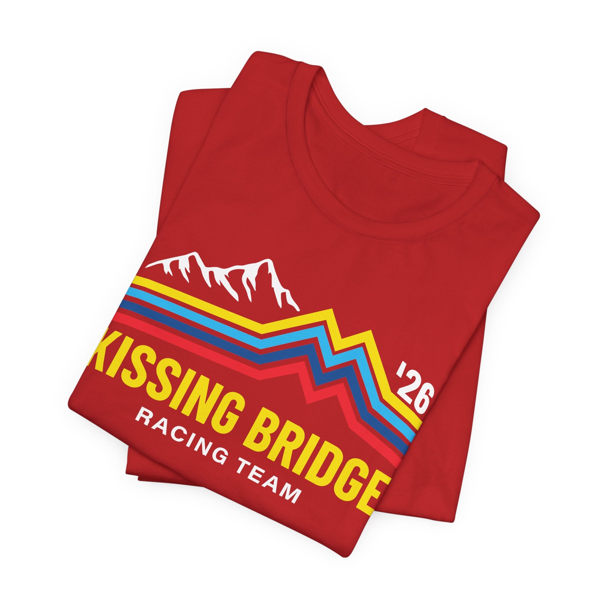 Kissing Bridge Racing Team Retro Mountain Stripes '26 – Adult Tee