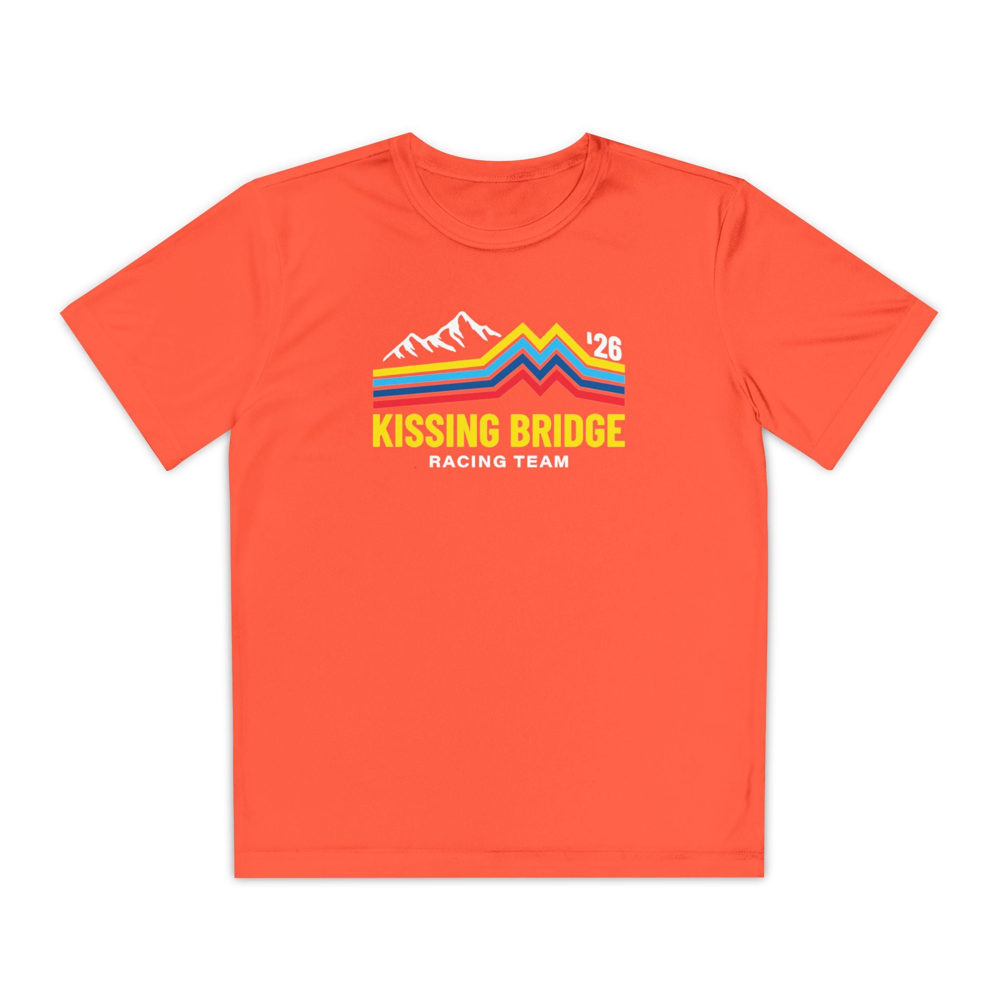 Kissing Bridge Racing Team | Retro Mountain Stripe '26 — Youth Racing Tee