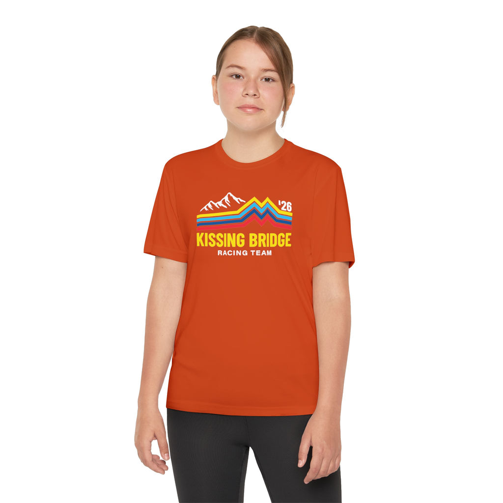 Kissing Bridge Racing Team | Retro Mountain Stripe '26 — Youth Racing Tee