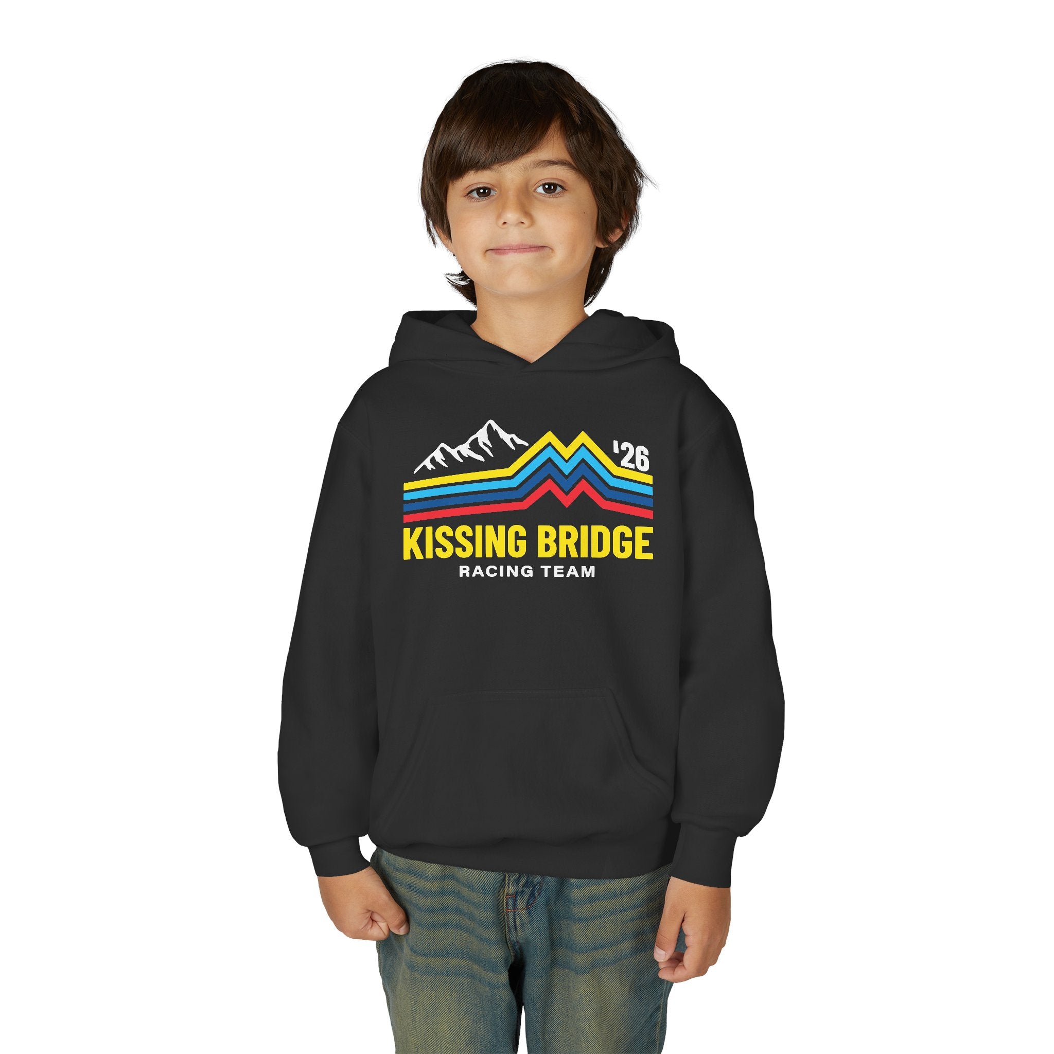 Kissing Bridge Racing Team '26 Mountain Stripe — Youth Hoodie
