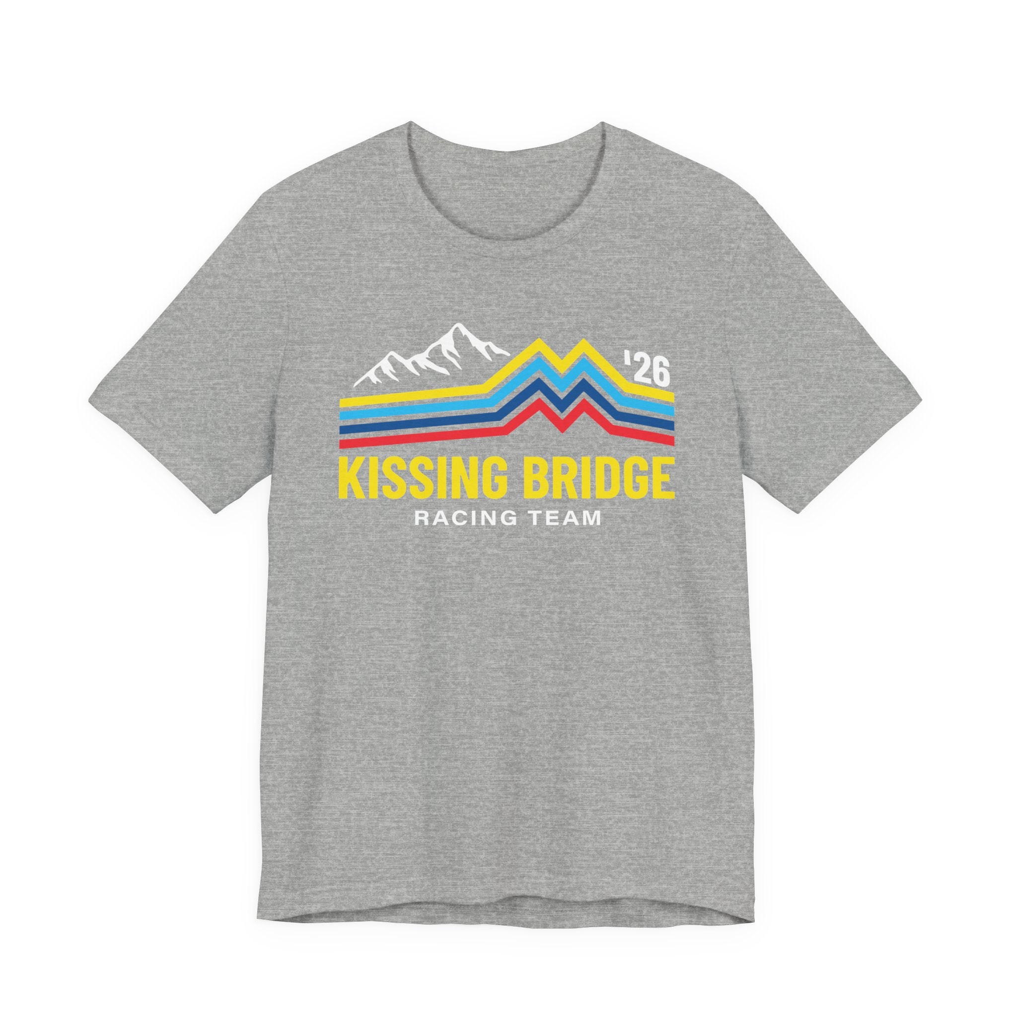 Kissing Bridge Racing Team Retro Mountain Stripes '26 – Adult Tee