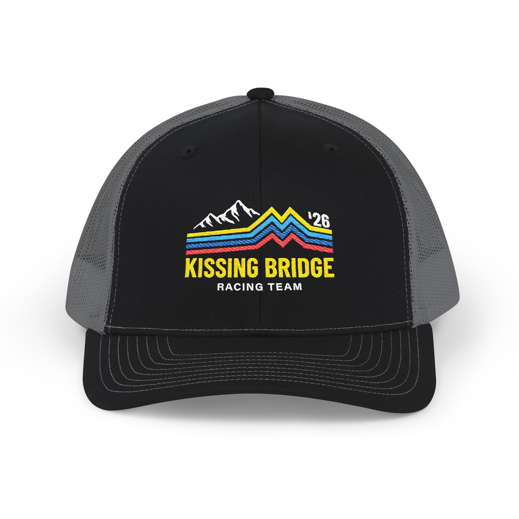 Kissing Bridge Racing Team | Retro Mountain Stripe '26 — Trucker Cap