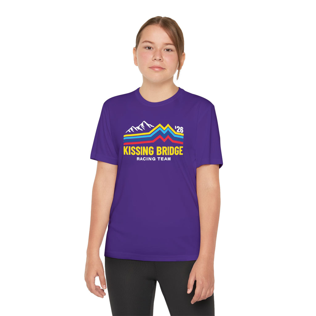 Kissing Bridge Racing Team | Retro Mountain Stripe '26 — Youth Racing Tee