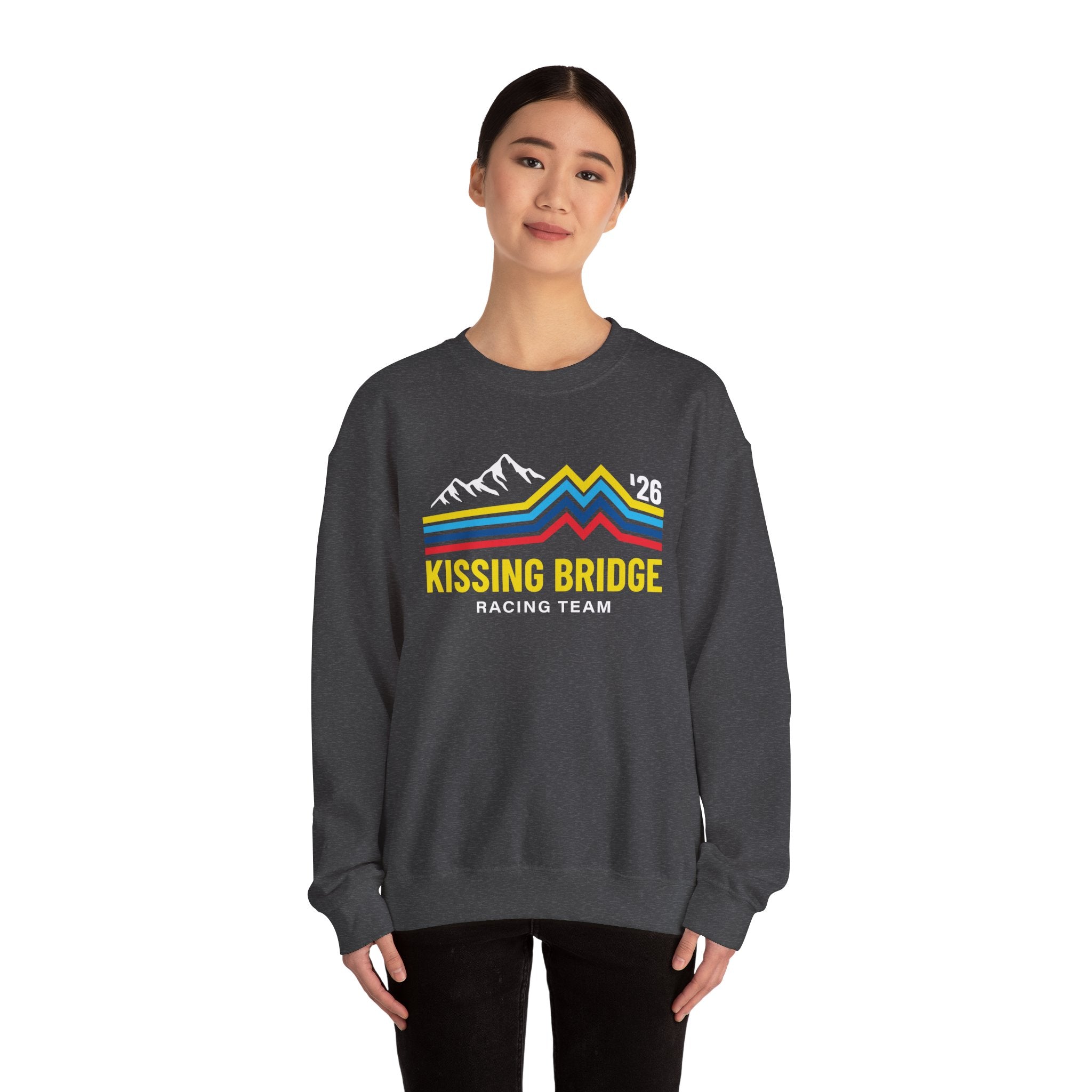 Kissing Bridge Racing Team | Retro Mountain Stripe '26 — Adult Sweatshirt