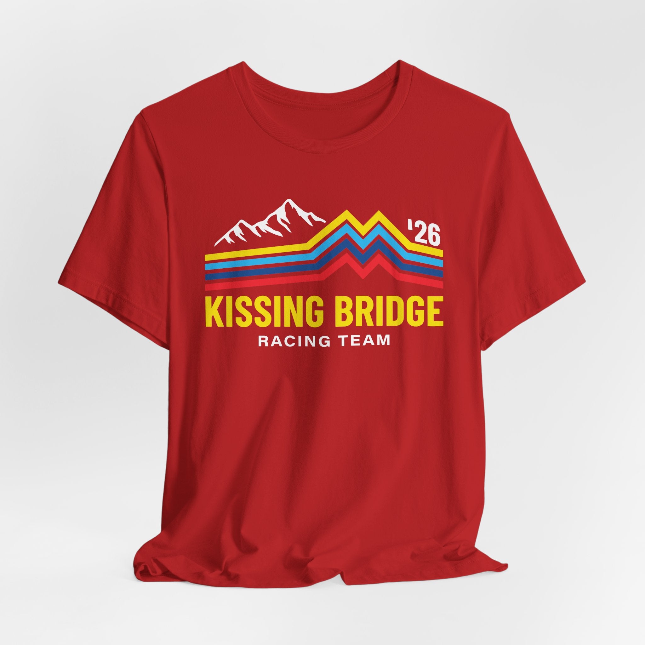 Kissing Bridge Racing Team Retro Mountain Stripes '26 – Adult Tee