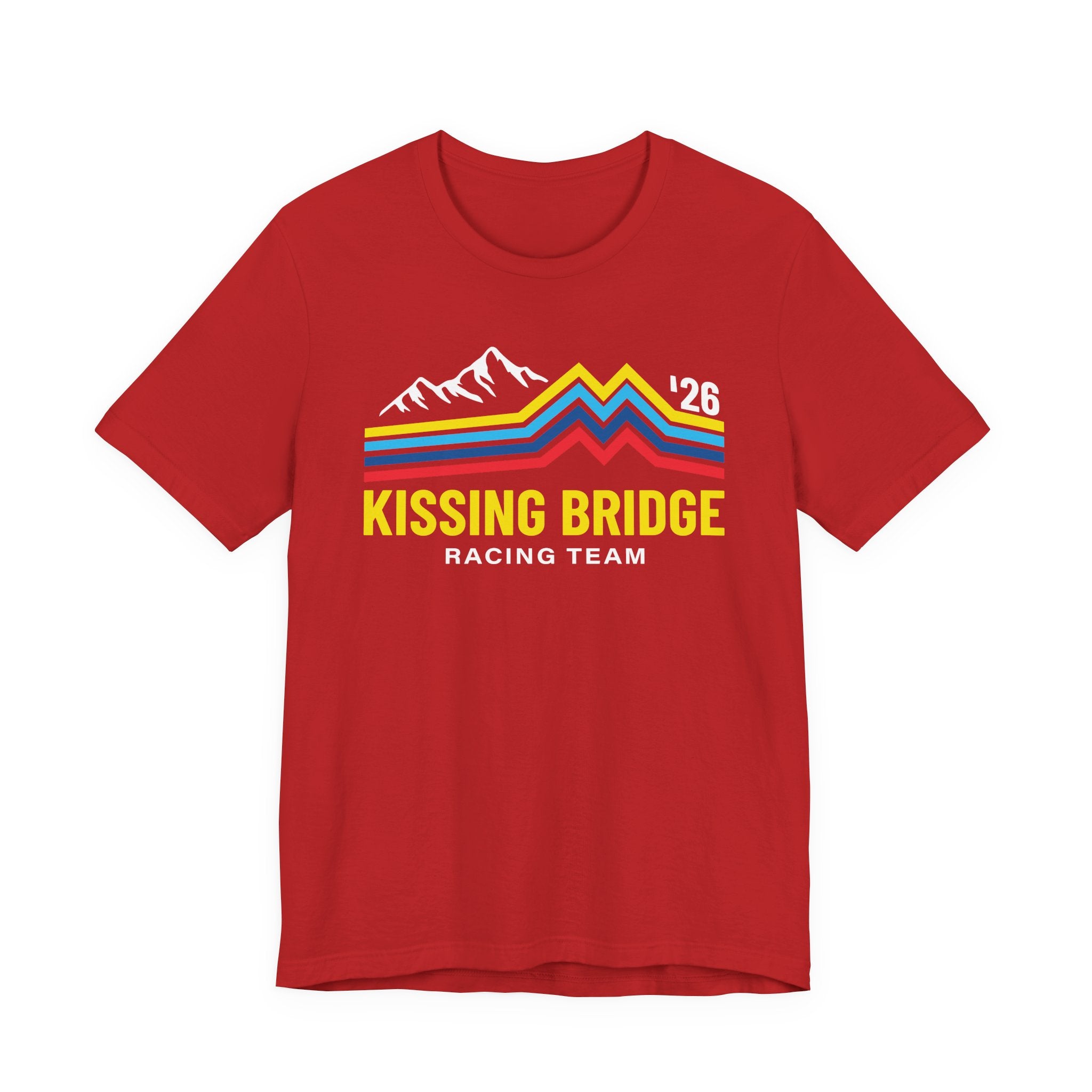 Kissing Bridge Racing Team Retro Mountain Stripes '26 – Adult Tee