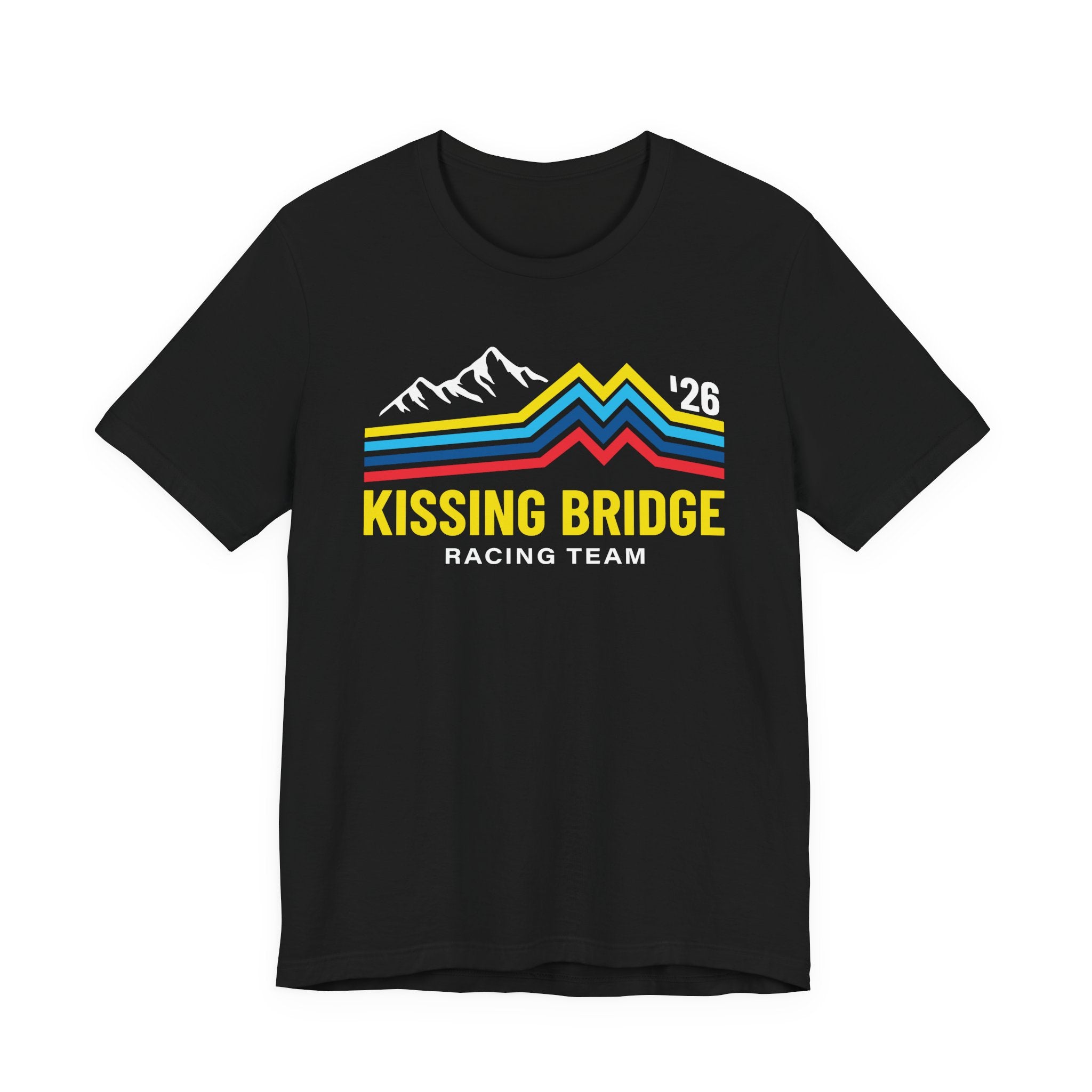 Kissing Bridge Racing Team Retro Mountain Stripes '26 – Adult Tee